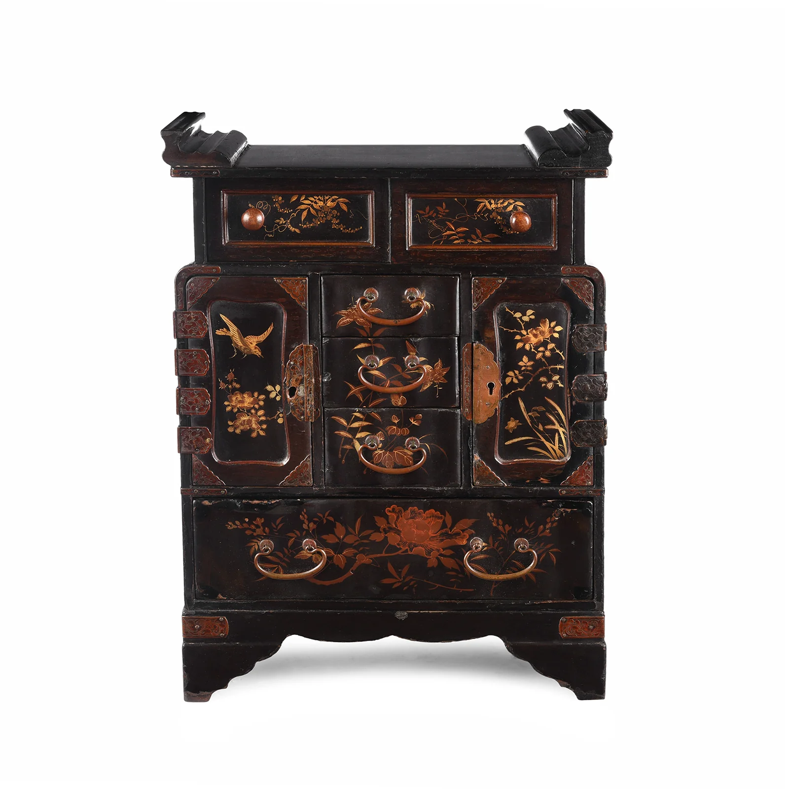 Japanese Black Lacquer Kodansu Cabinet - Meiji Period