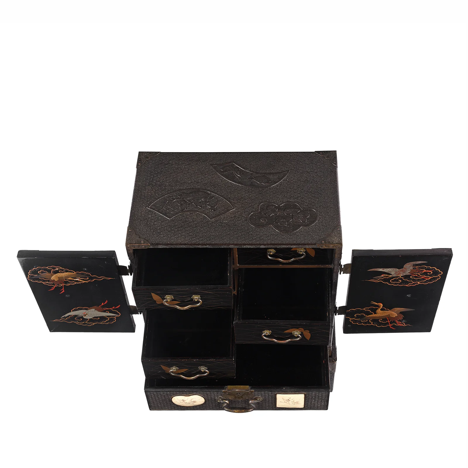 Japanese Black Lacquer Kodansu Jewellery Cabinet - Meiji Period - Image 9