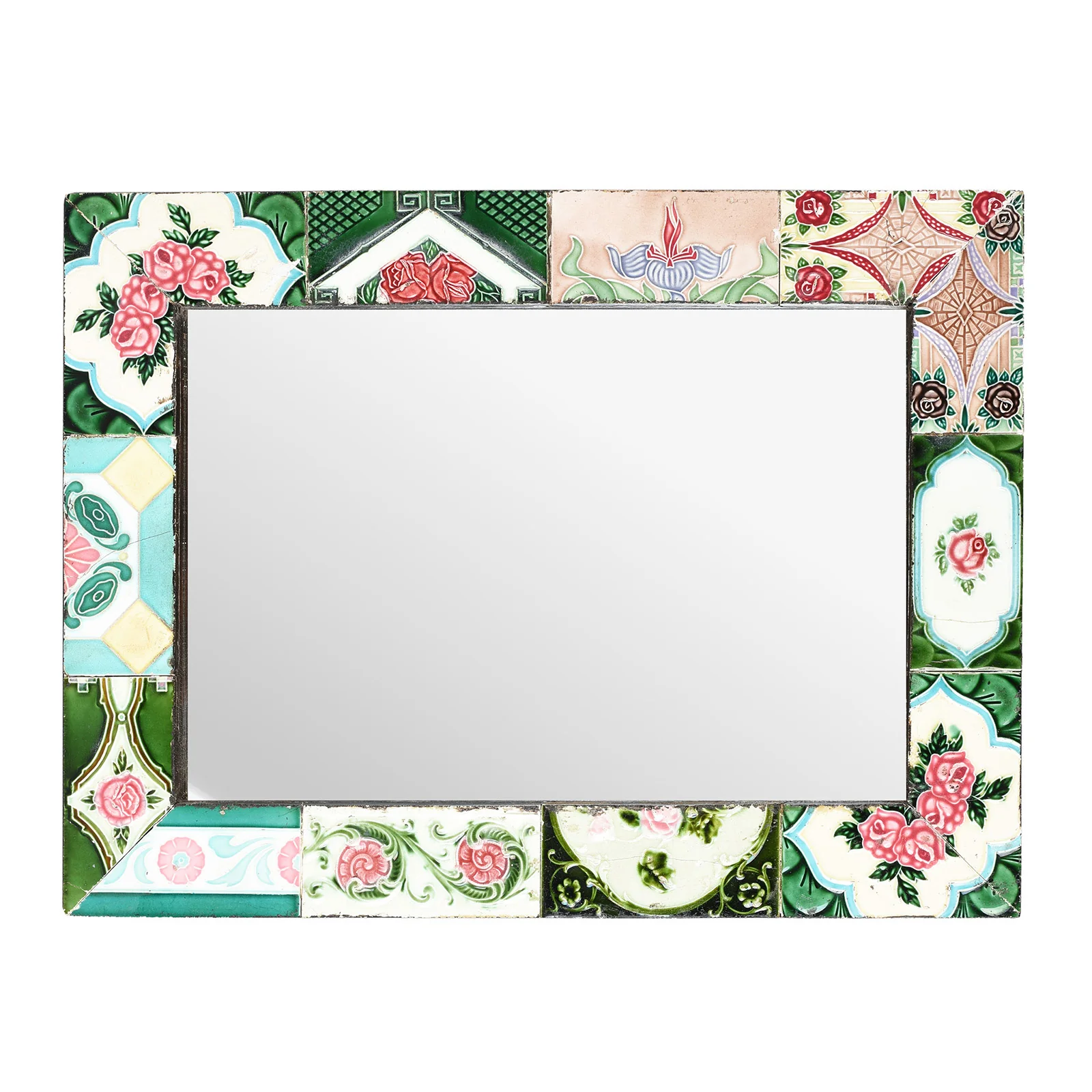 Mirror Made From Old Japanese Ceramic Tiles - Image 2