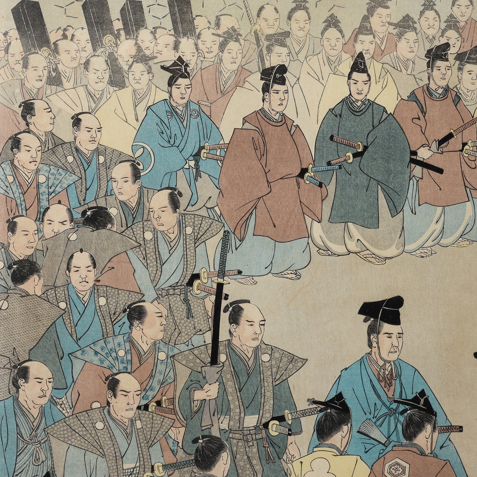'Visiting Edo Castle on New Years Day' Original Woodblock by Toyohara Chikanobu - Ca 1897 - Image 4