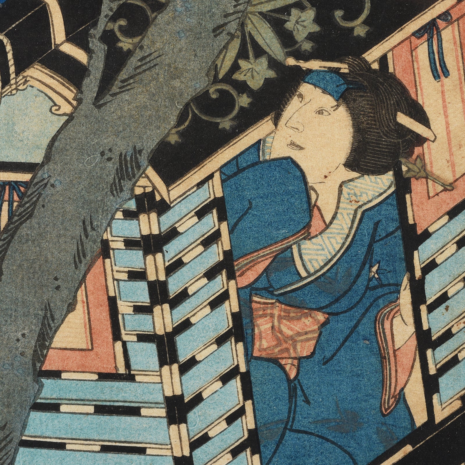 'The Border Crossing' by Ichiyōtei Yoshitaki - Japanese Woodblock Print Oban - Image 4