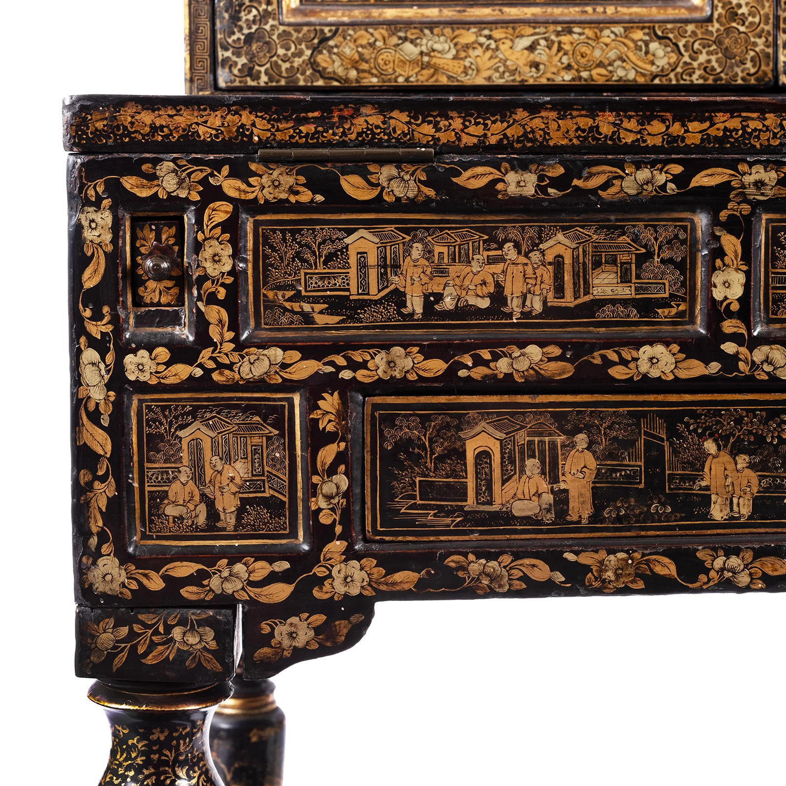 Lacquered Canton Export Bonheur De Jour Cabinet - Ca 1830 - Image 12
