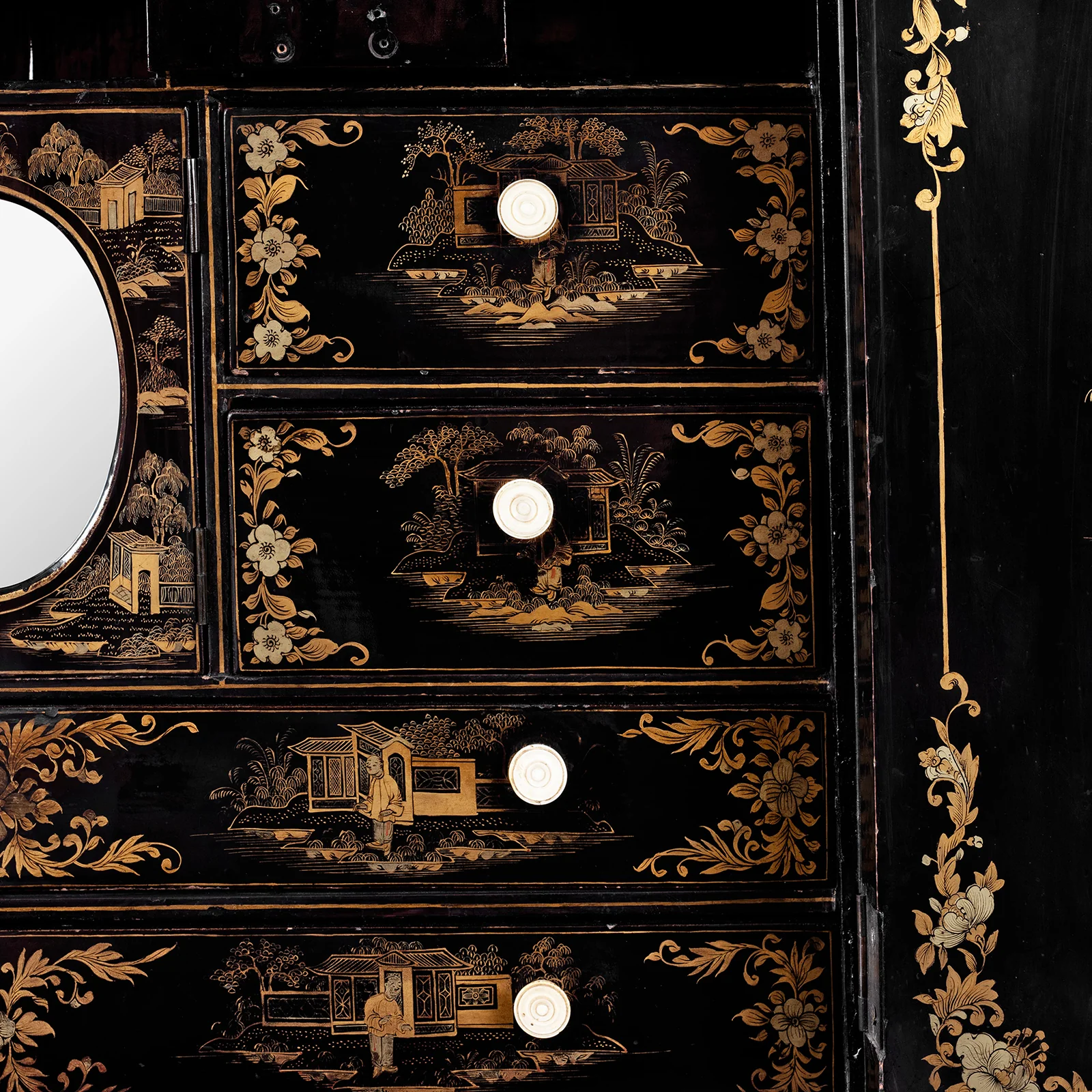 Lacquered Canton Export Bonheur De Jour Cabinet - Ca 1830 - Image 16