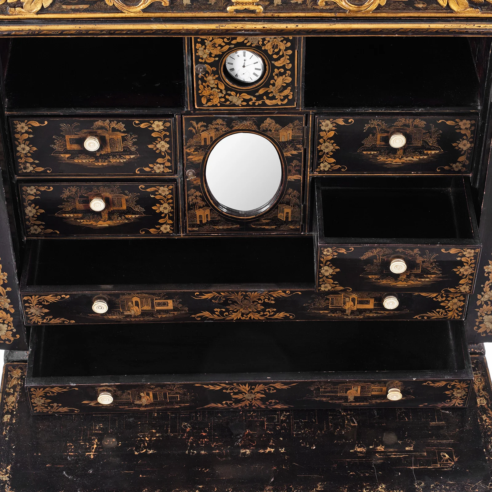 Lacquered Canton Export Bonheur De Jour Cabinet - Ca 1830 - Image 17