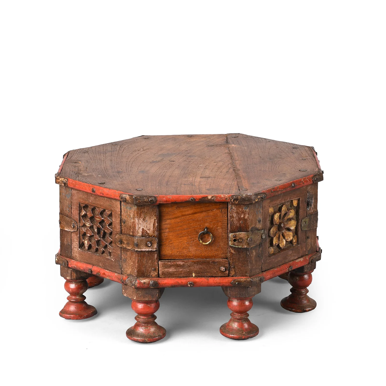 Small Octagonal Bajot Low Table From Gujarat - 19th Century - Image 3