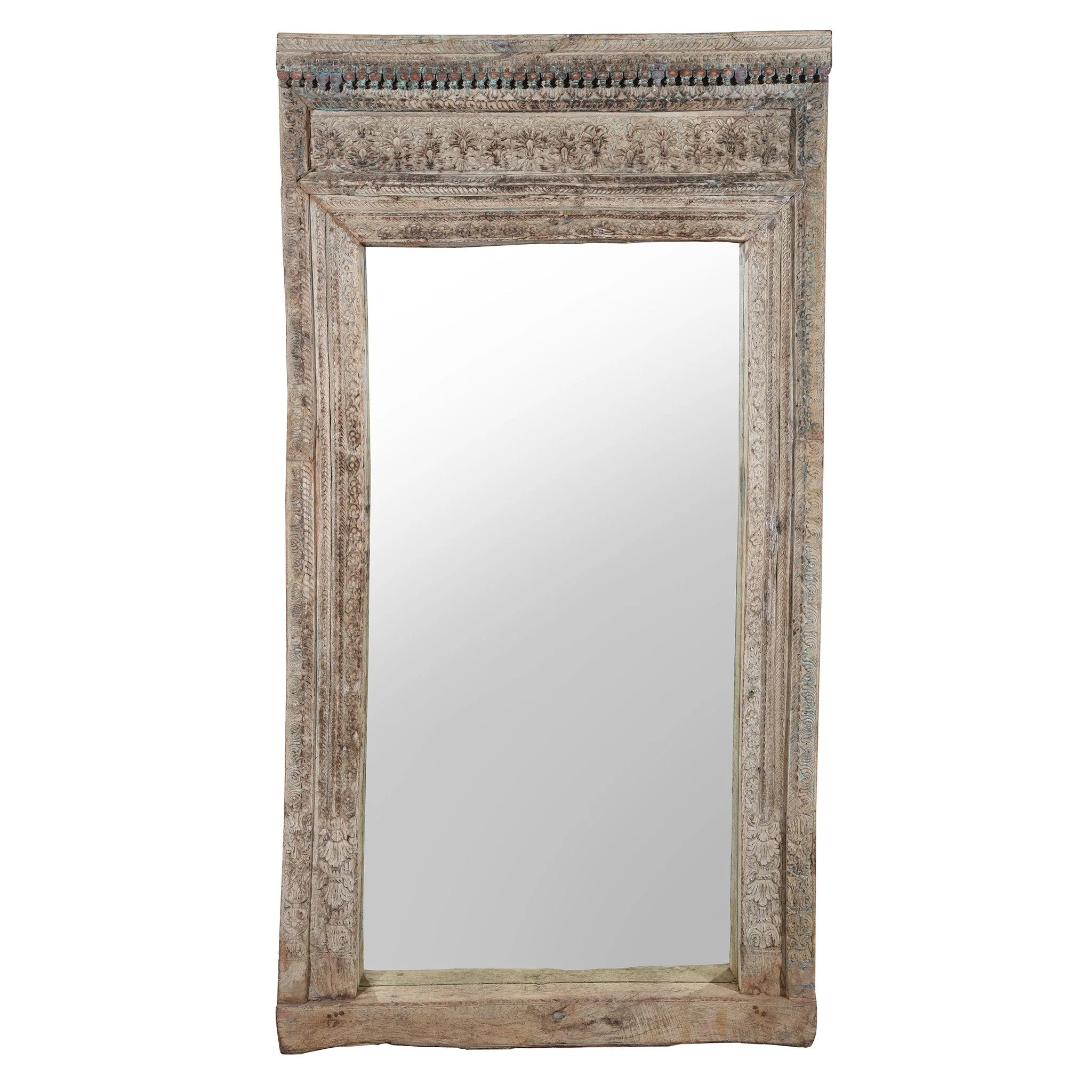 Large Indian Mirror From An Old Teak Doorway - 19thC