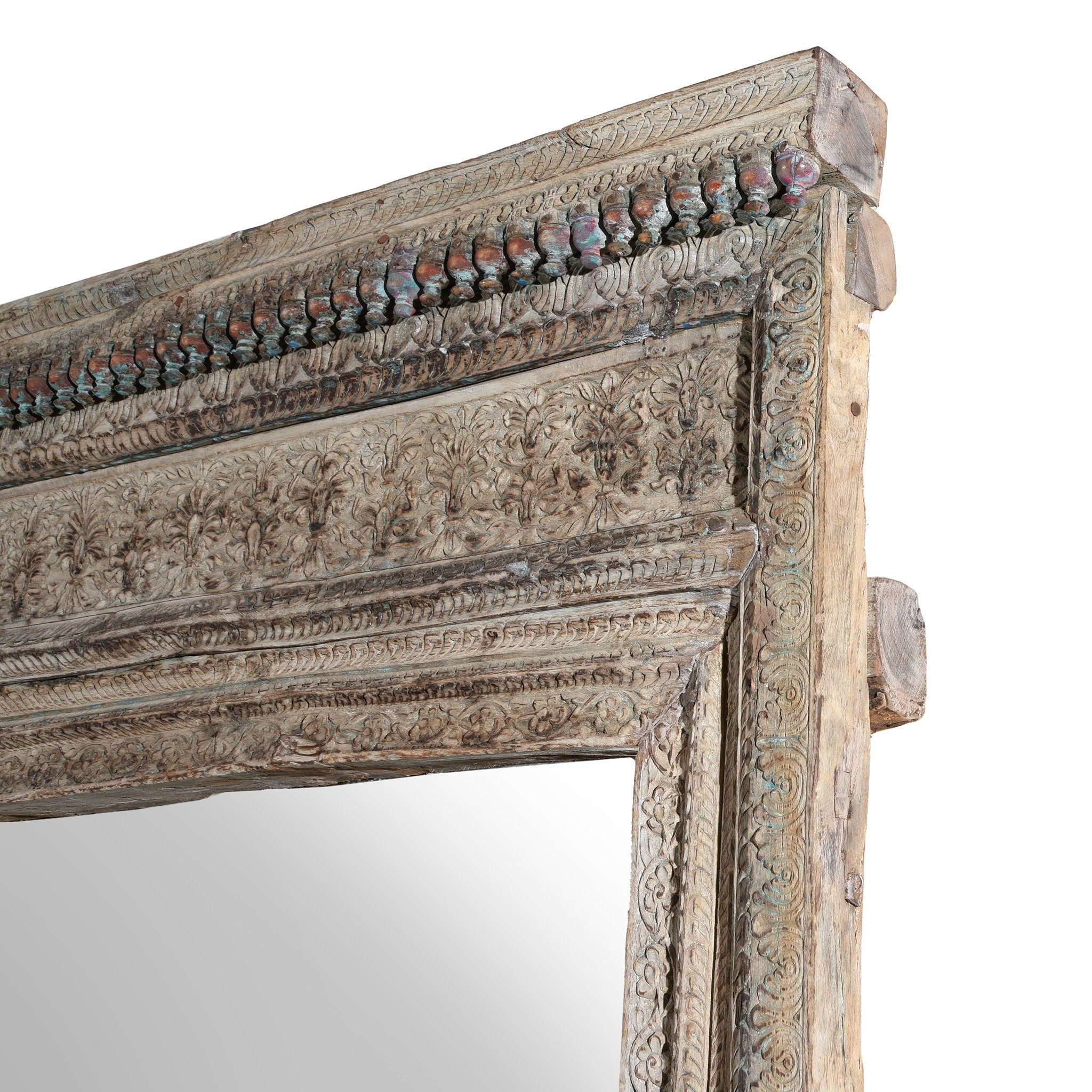 Large Indian Mirror From An Old Teak Doorway - 19thC - Image 3