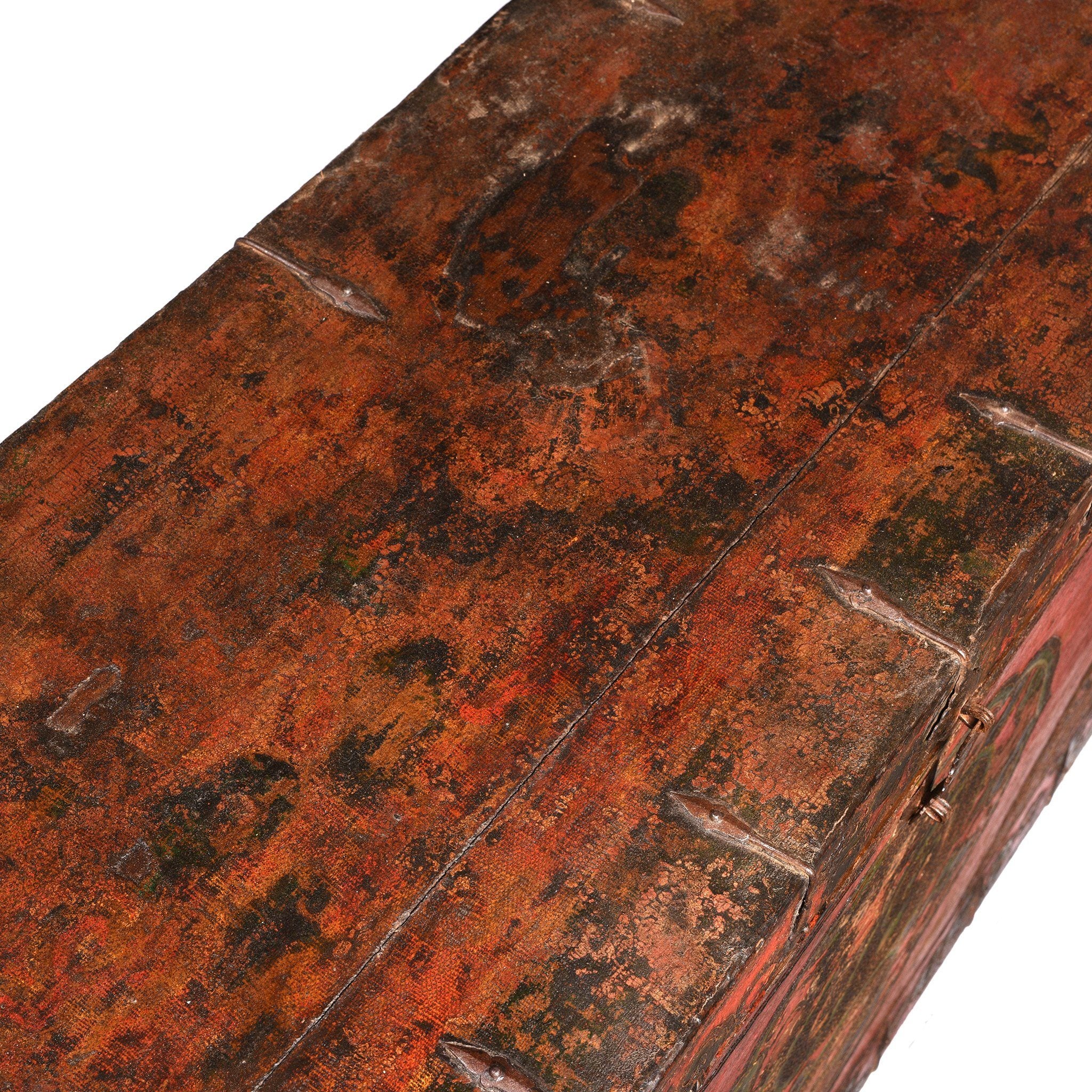 Large Painted Tibetan Dragon Storage Chest - 18thC - Image 8
