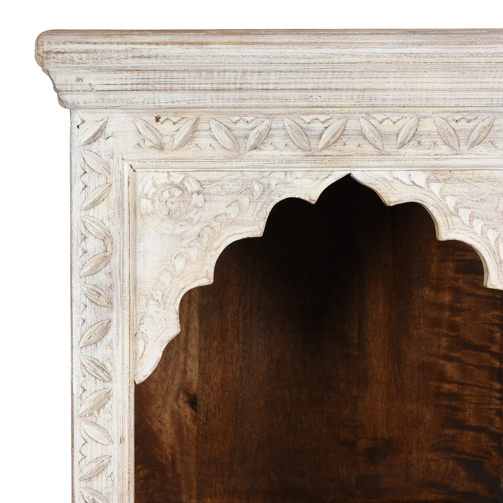 Limed Mango Wood Display Shelf From Rajasthan - Image 4
