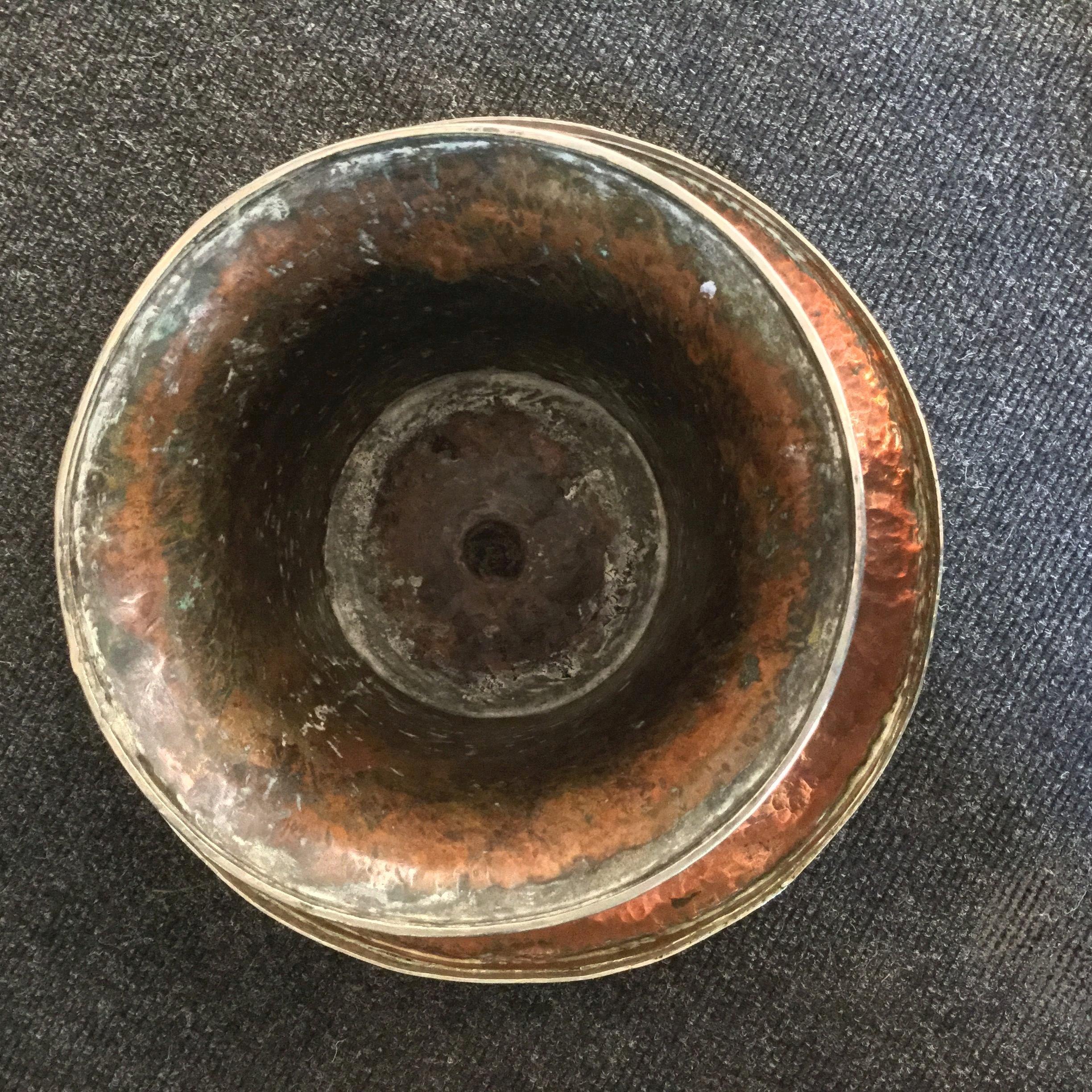 Tibetan Brass and Copper Tazza - Silver Plated Rim - Image 3