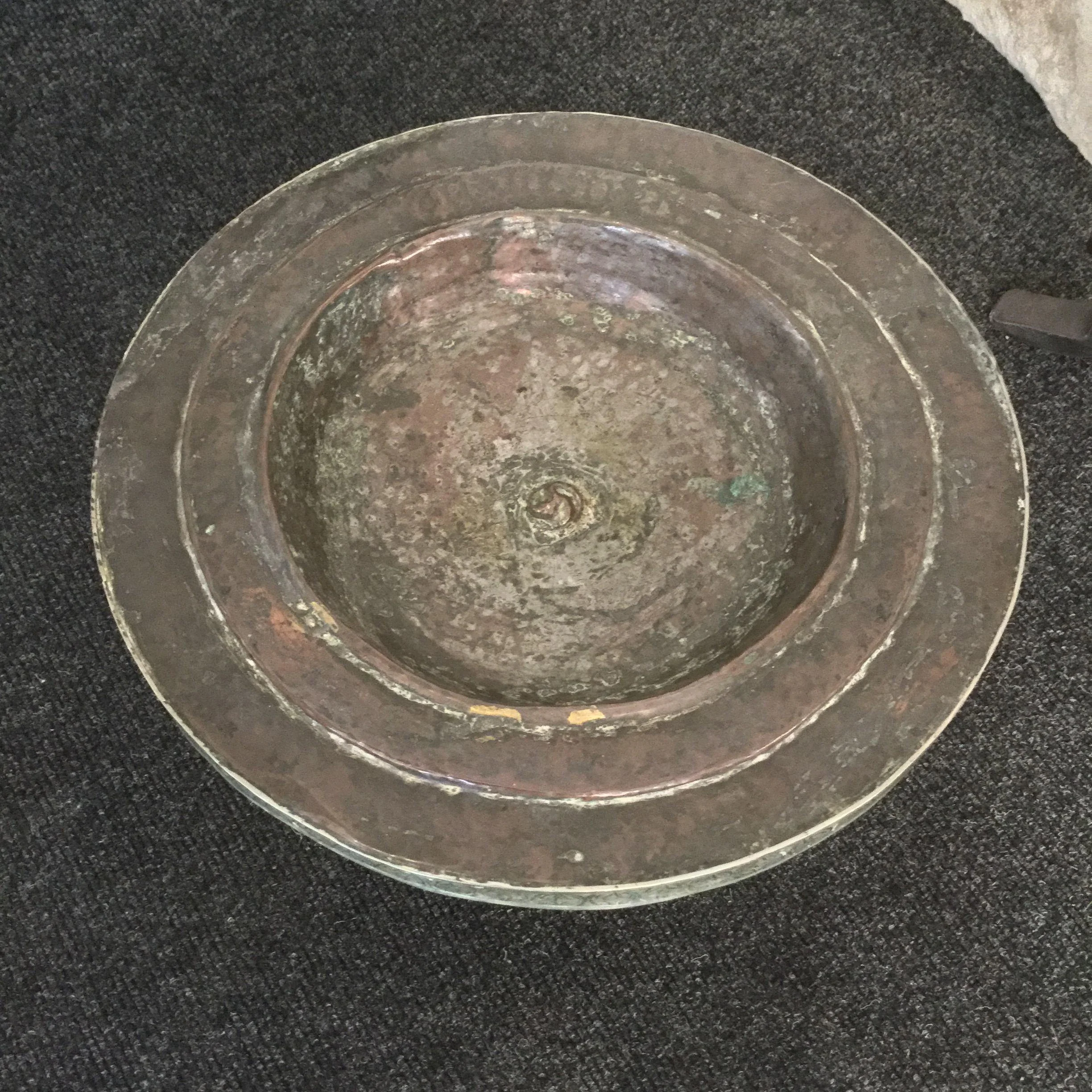 Tibetan Brass and Copper Tazza - Silver Plated Rim - Image 7