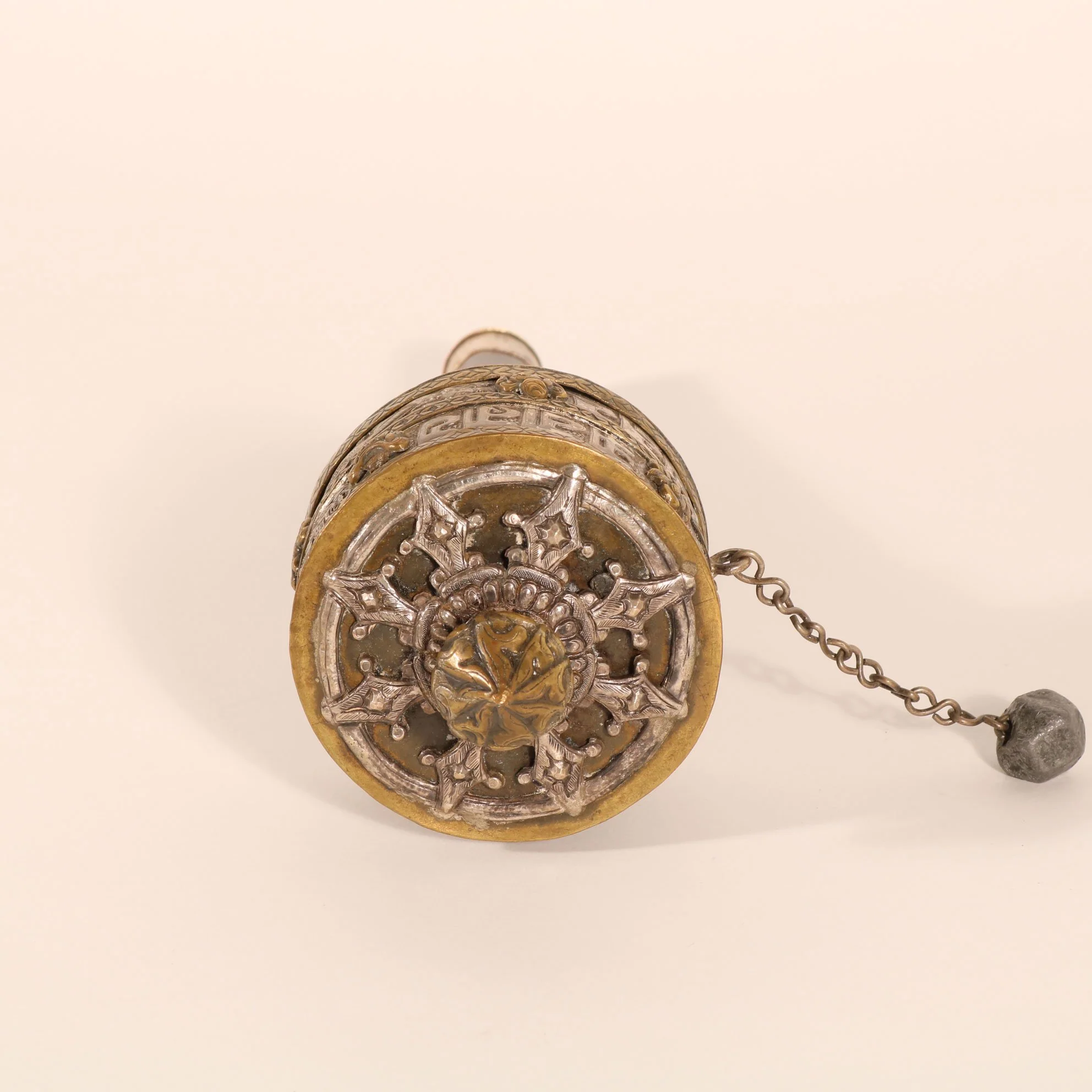 Tibetan Prayer Wheel Siver & Brass -19thC - Image 4