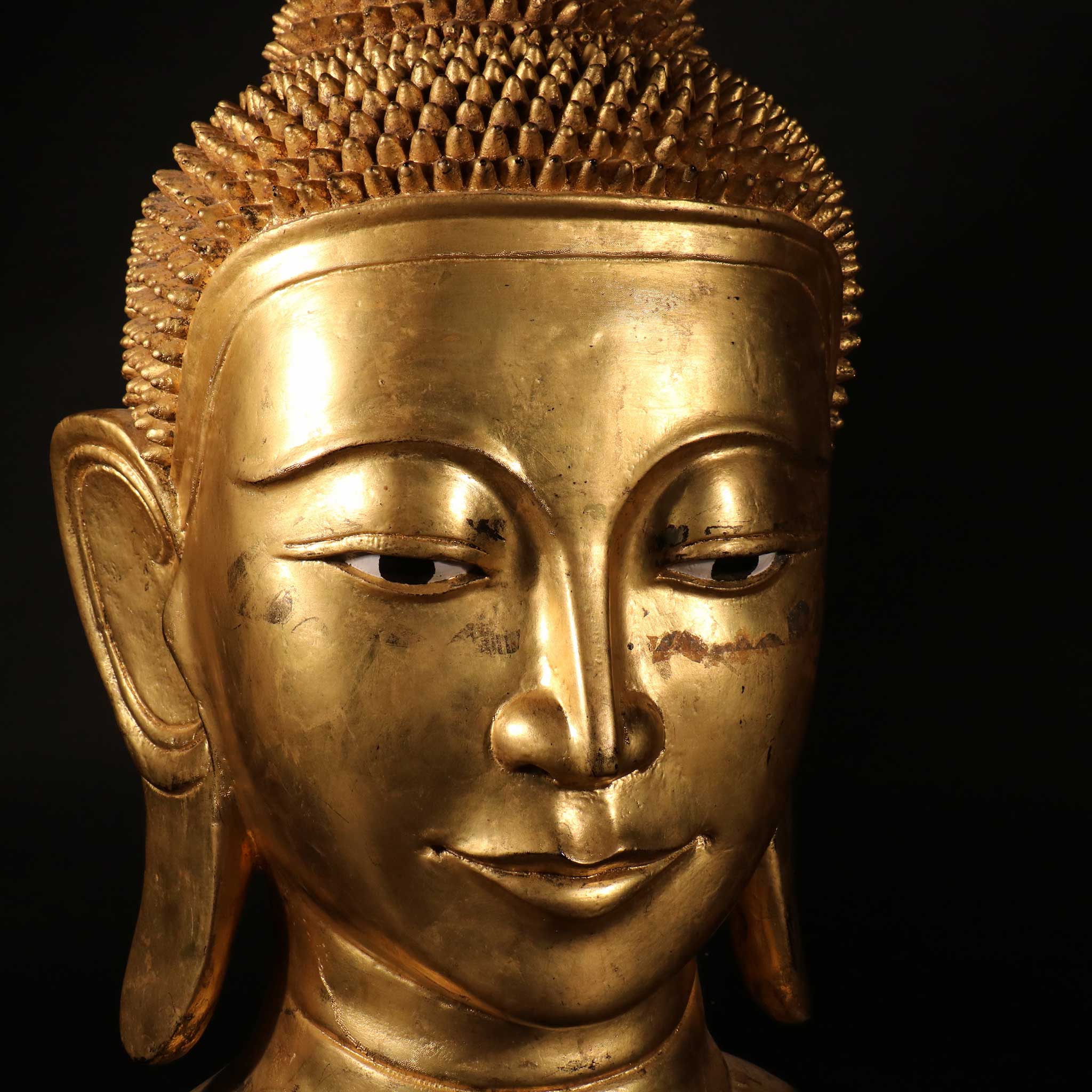 Burmese Gilded Buddha Head - Ca 50 yrs old - Image 5