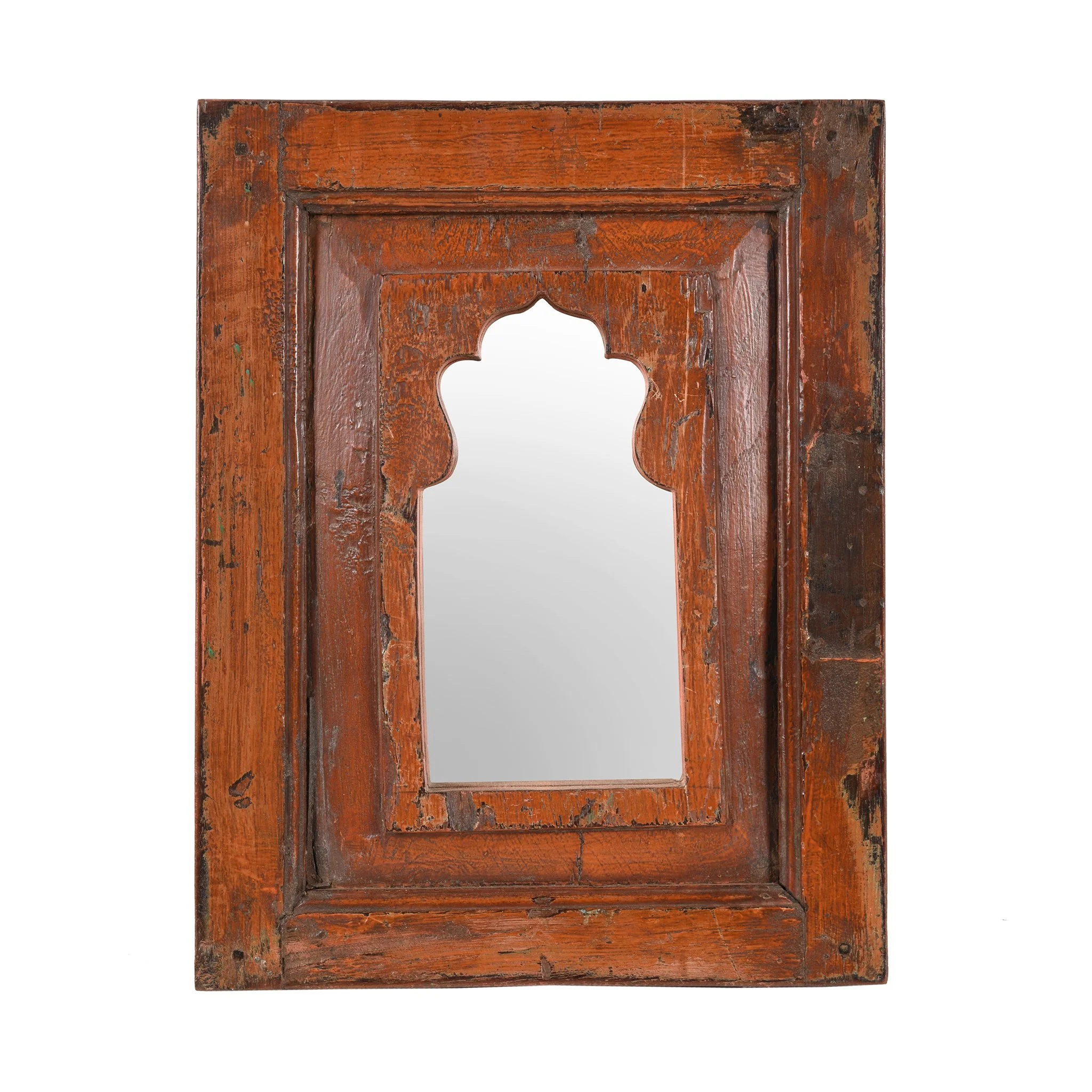 Distressed Painted Mihrab Mirror Frame - 19thC