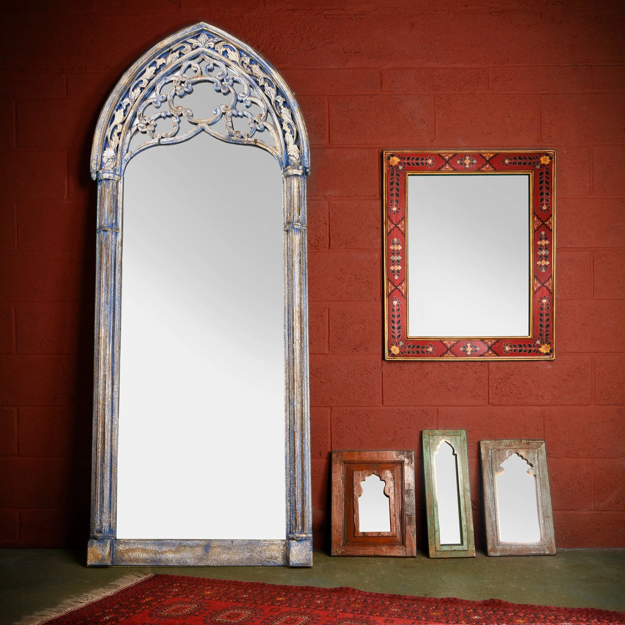Distressed Painted Mihrab Mirror Frame - 19thC - Image 2