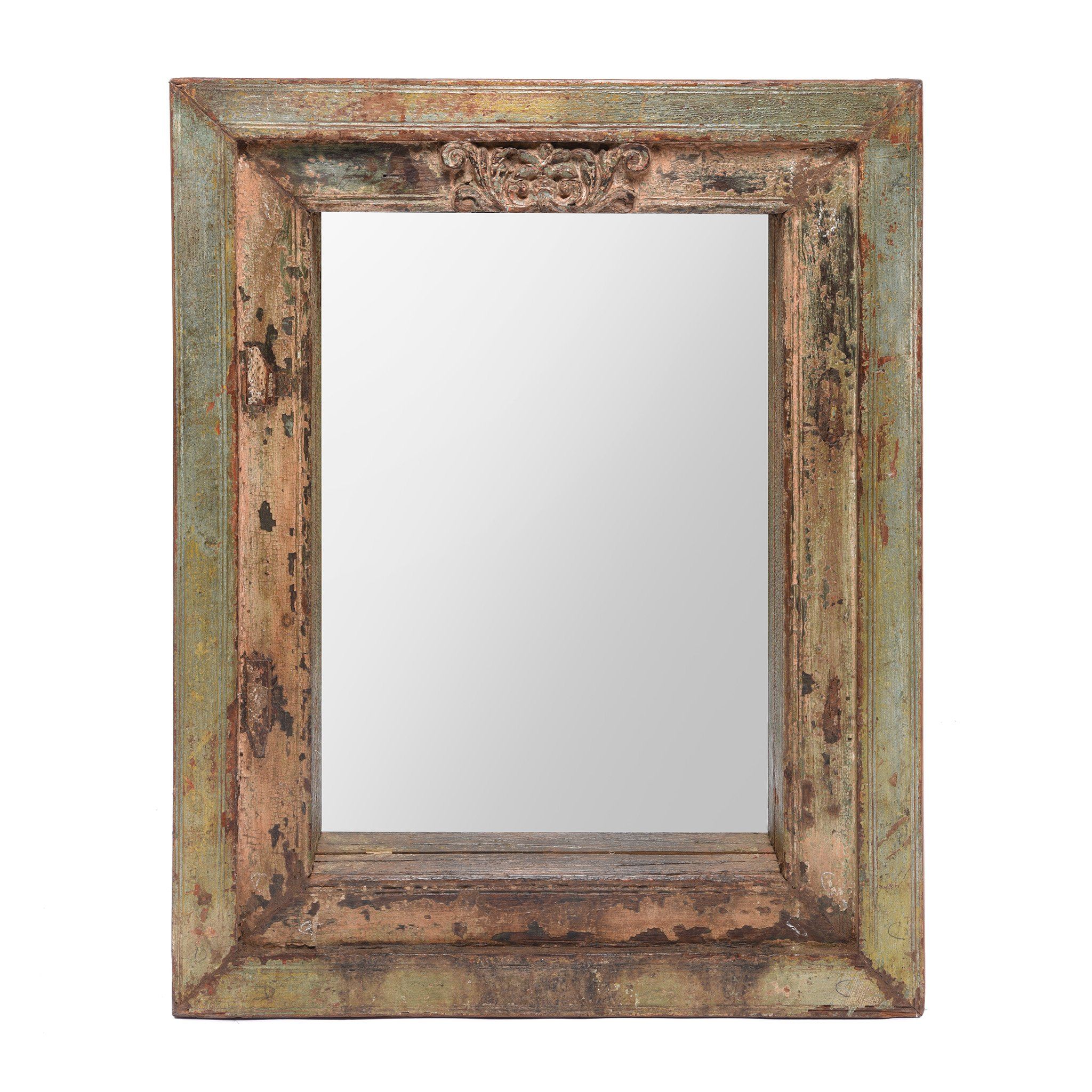 Mirror Made From An Old Painted Teak Window - 18thC