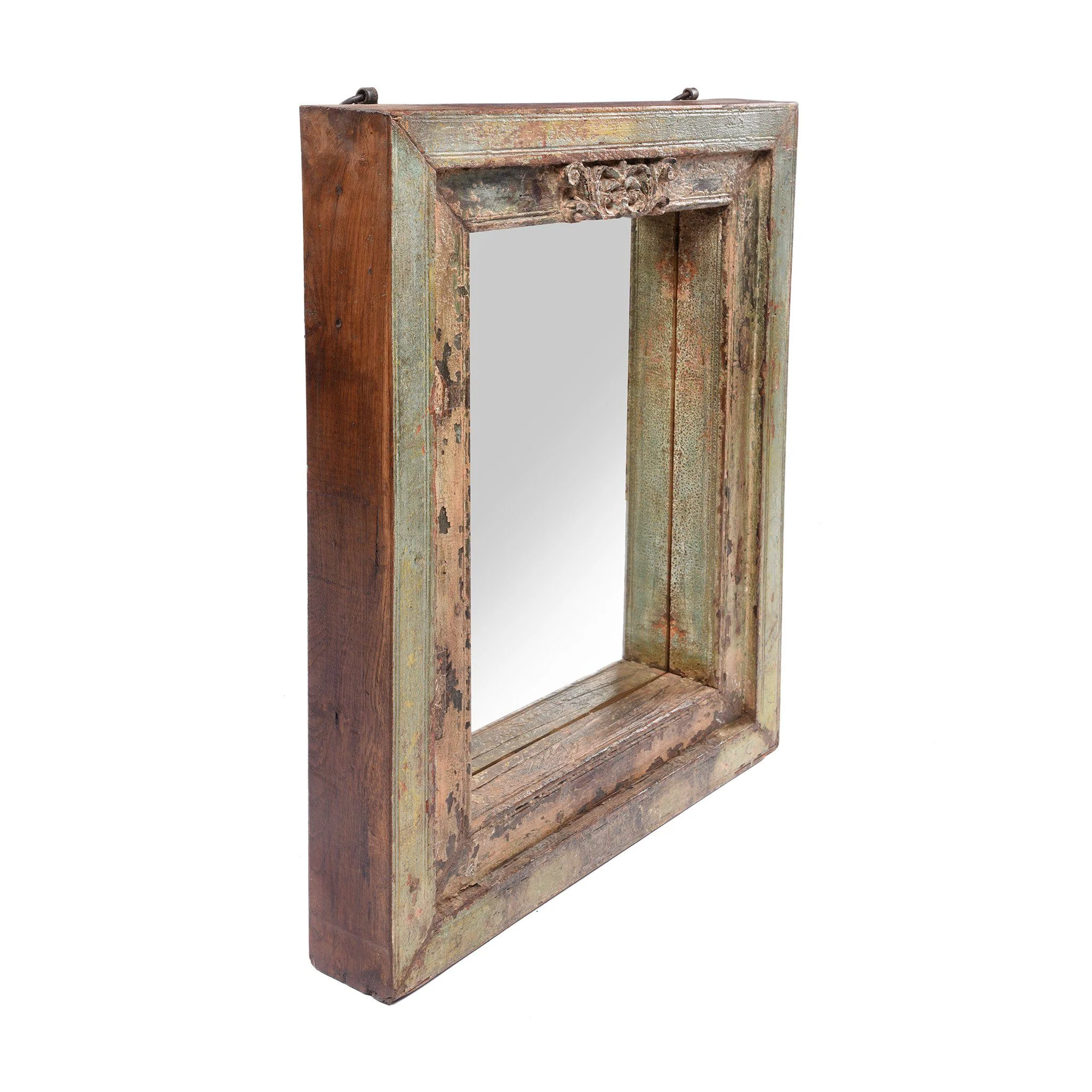 Mirror Made From An Old Painted Teak Window - 18thC - Image 3