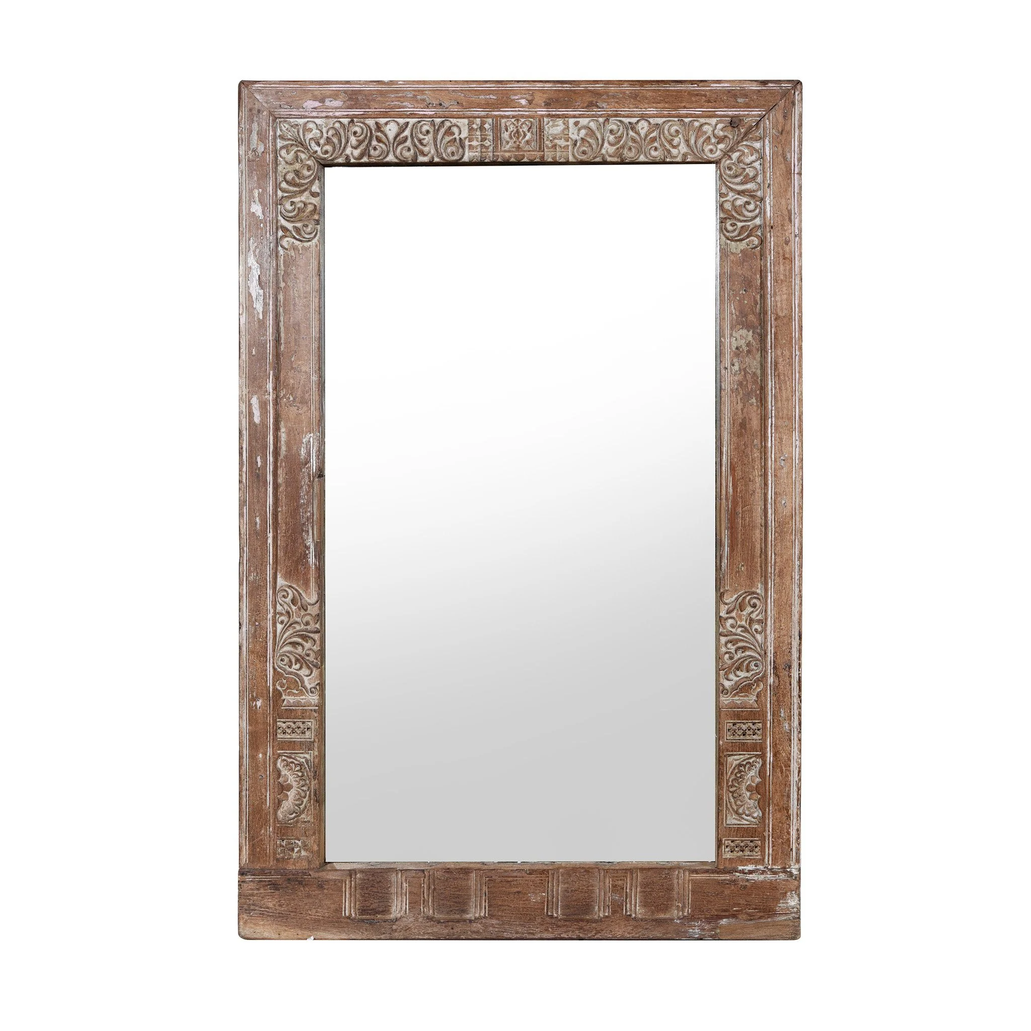 Indian Mirror Made From An Old Teak Window - 19th Century - Image 5