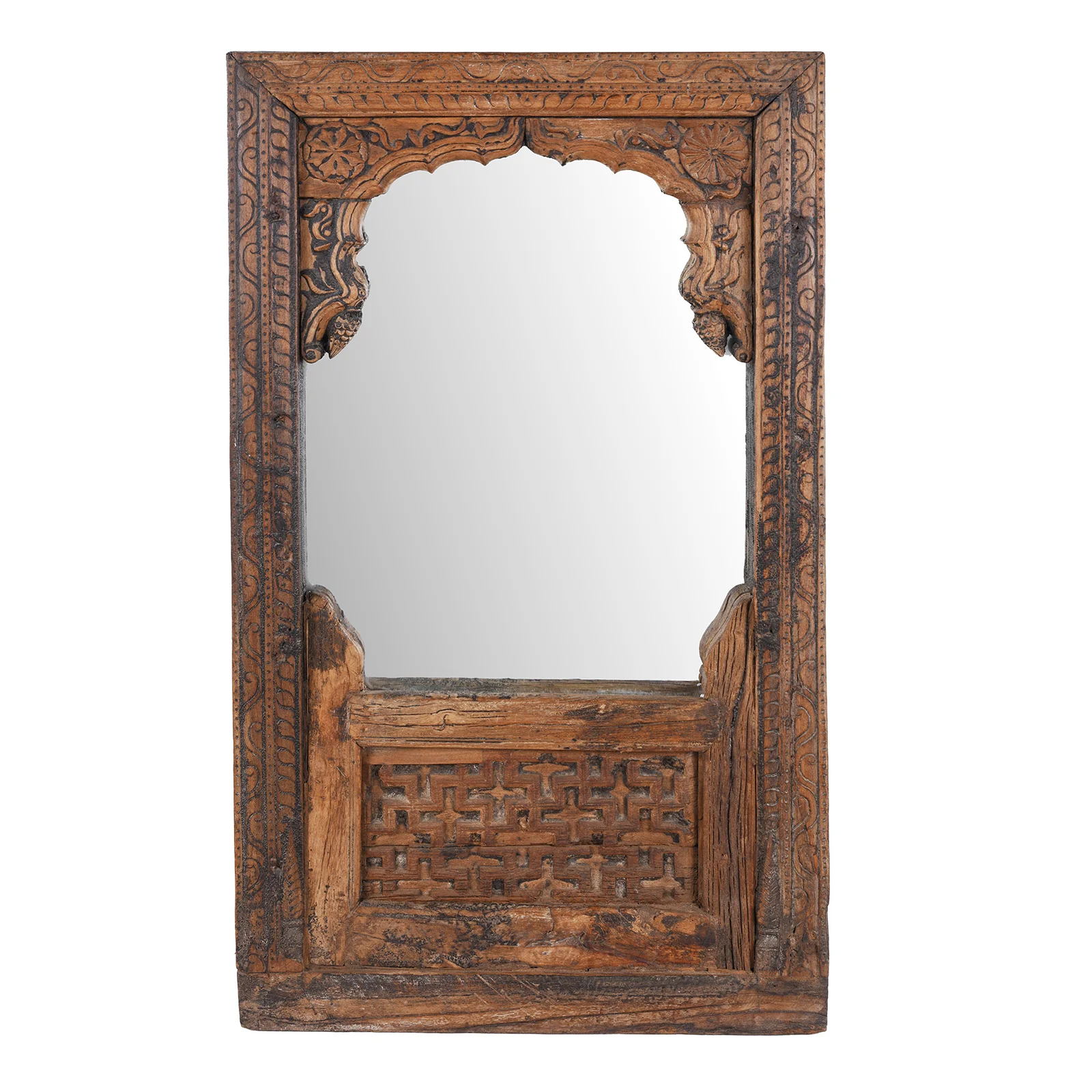 Mirror Made From An Old Teak Window - 19th Century