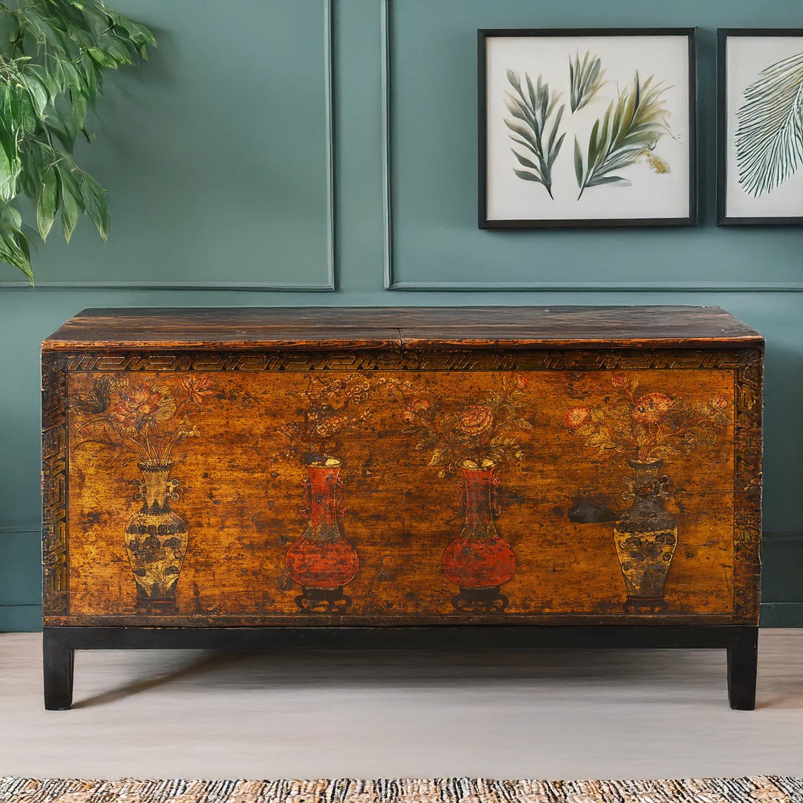 Painted Mongolian Chest On Stand - 19th Century - Image 2