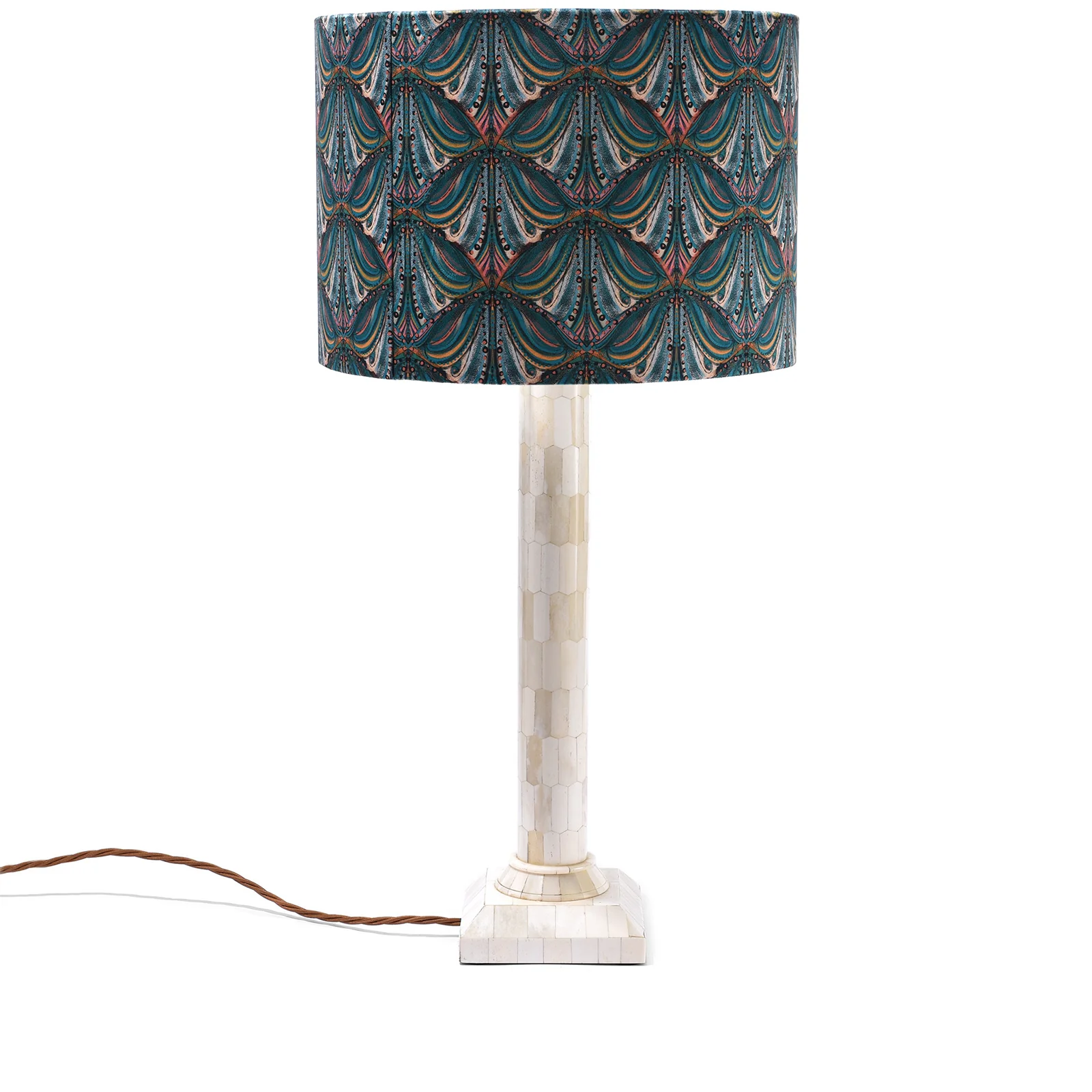 Teal Mumbai Deco Velvet Drum Shade - Image 3
