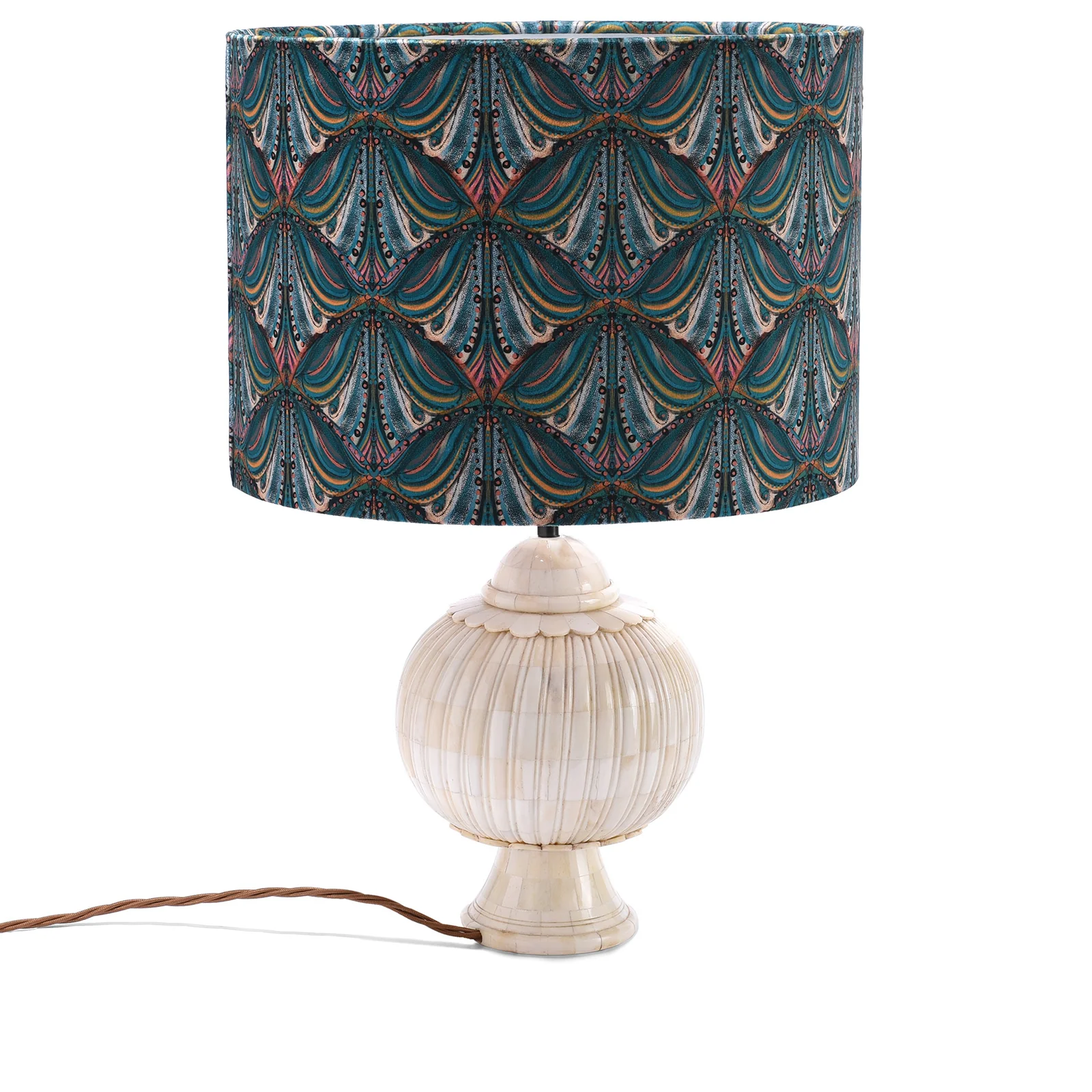 Teal Mumbai Deco Velvet Drum Shade - Image 5