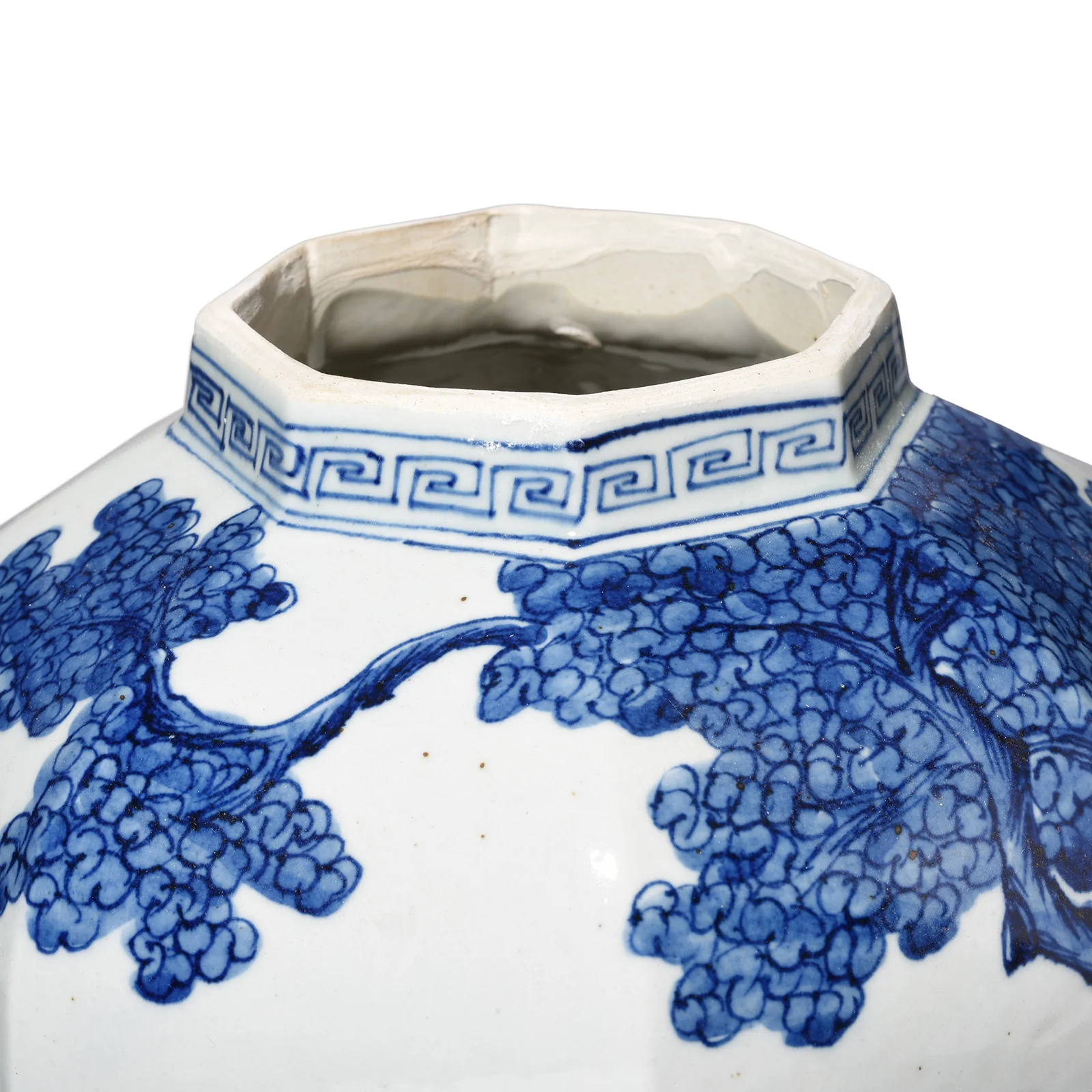 Blue & White Porcelain Facetted Temple Jar - Image 5
