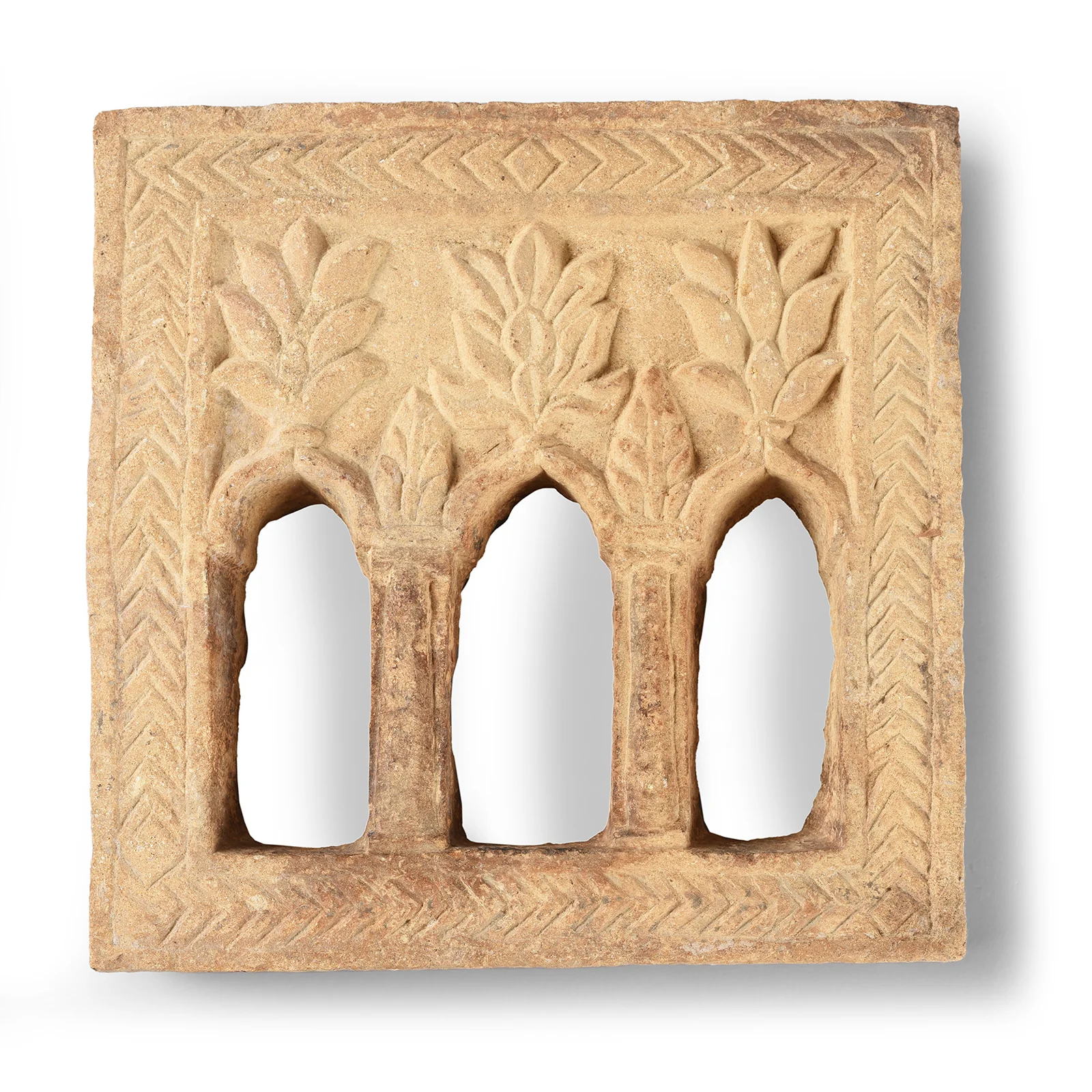 Old 3 Way Stone Lamp Niche From Jaisalmer- 19thC