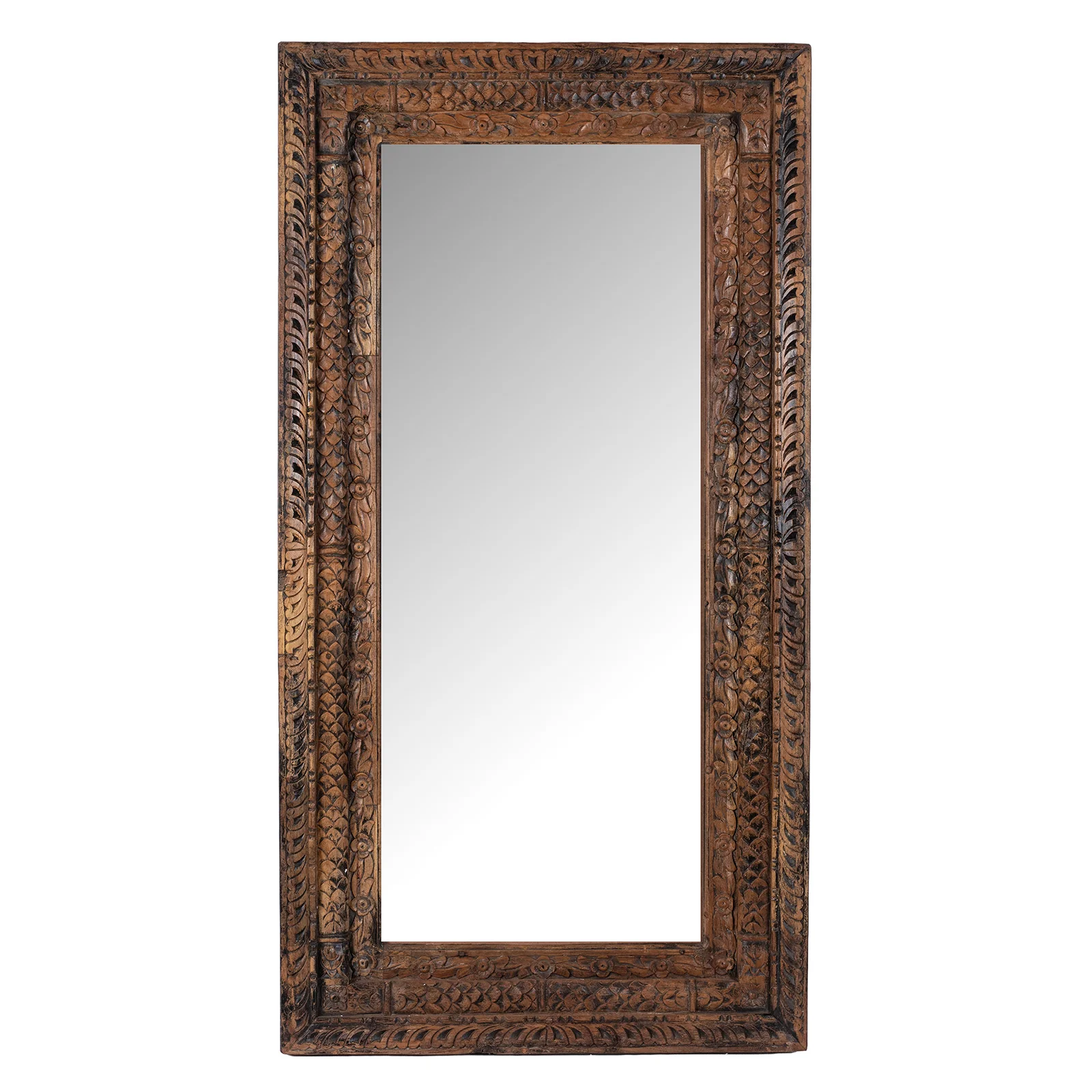 Carved Mirror Made From Old Architectural Teak