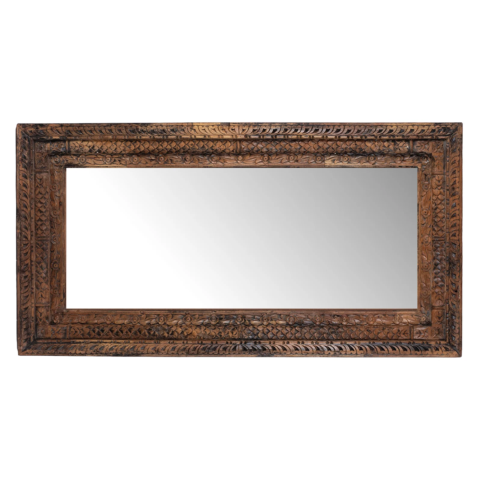 Carved Mirror Made From Old Architectural Teak - Image 2