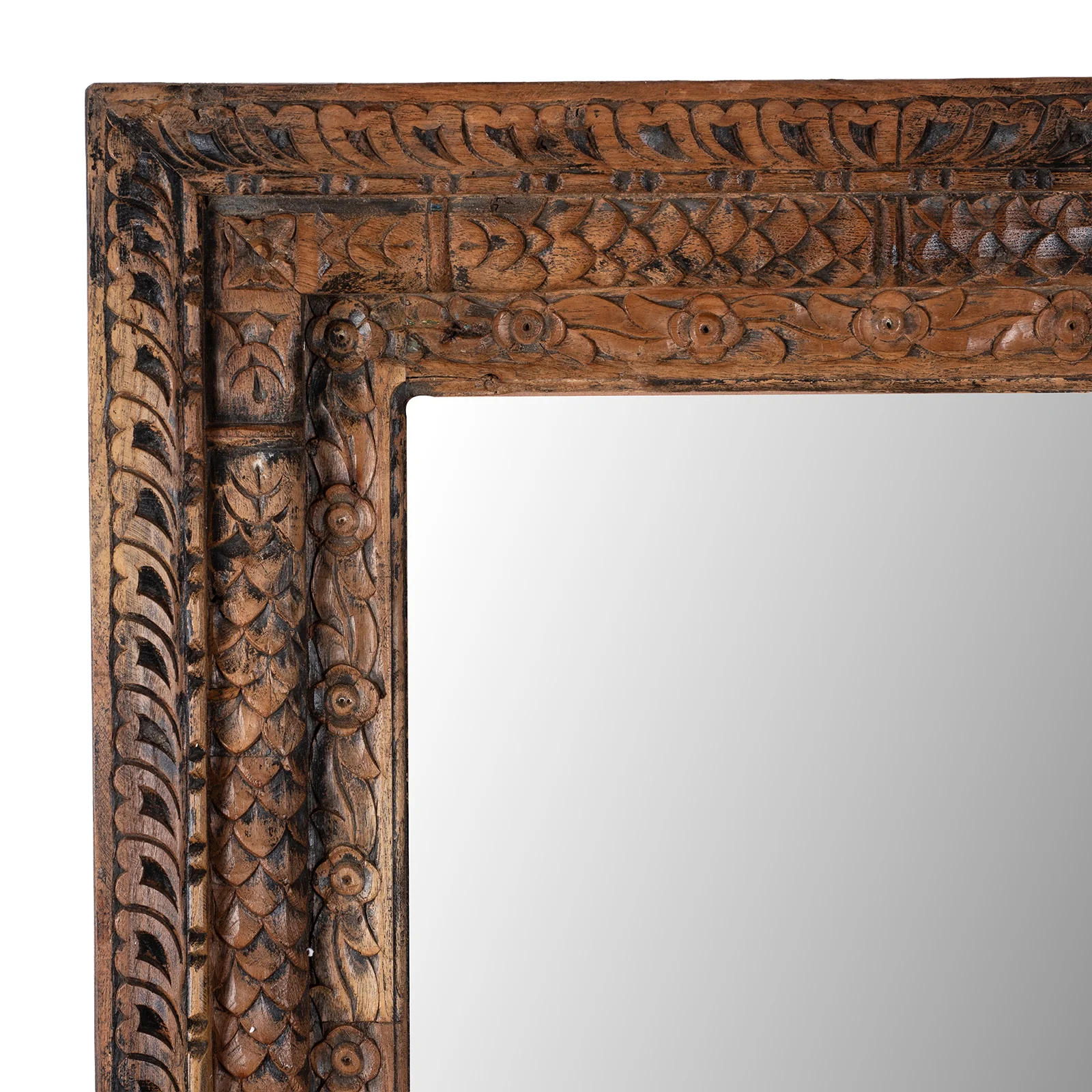 Carved Mirror Made From Old Architectural Teak - Image 3