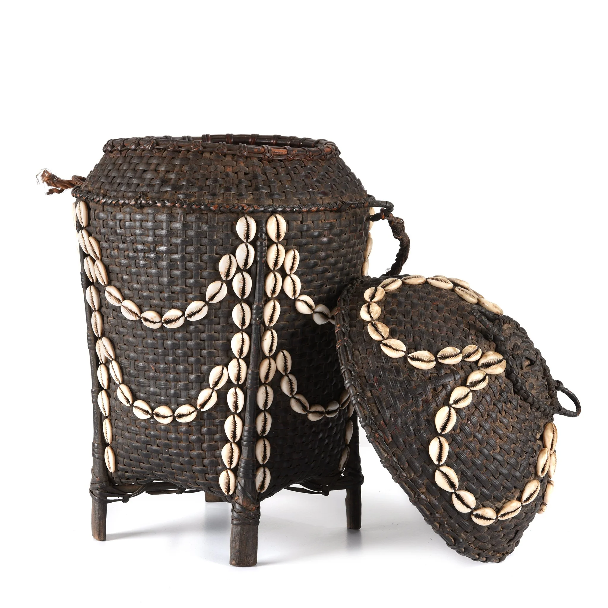 Cowrie Decorated Tribal Basket From Nagaland - Ca 1930 - Image 2