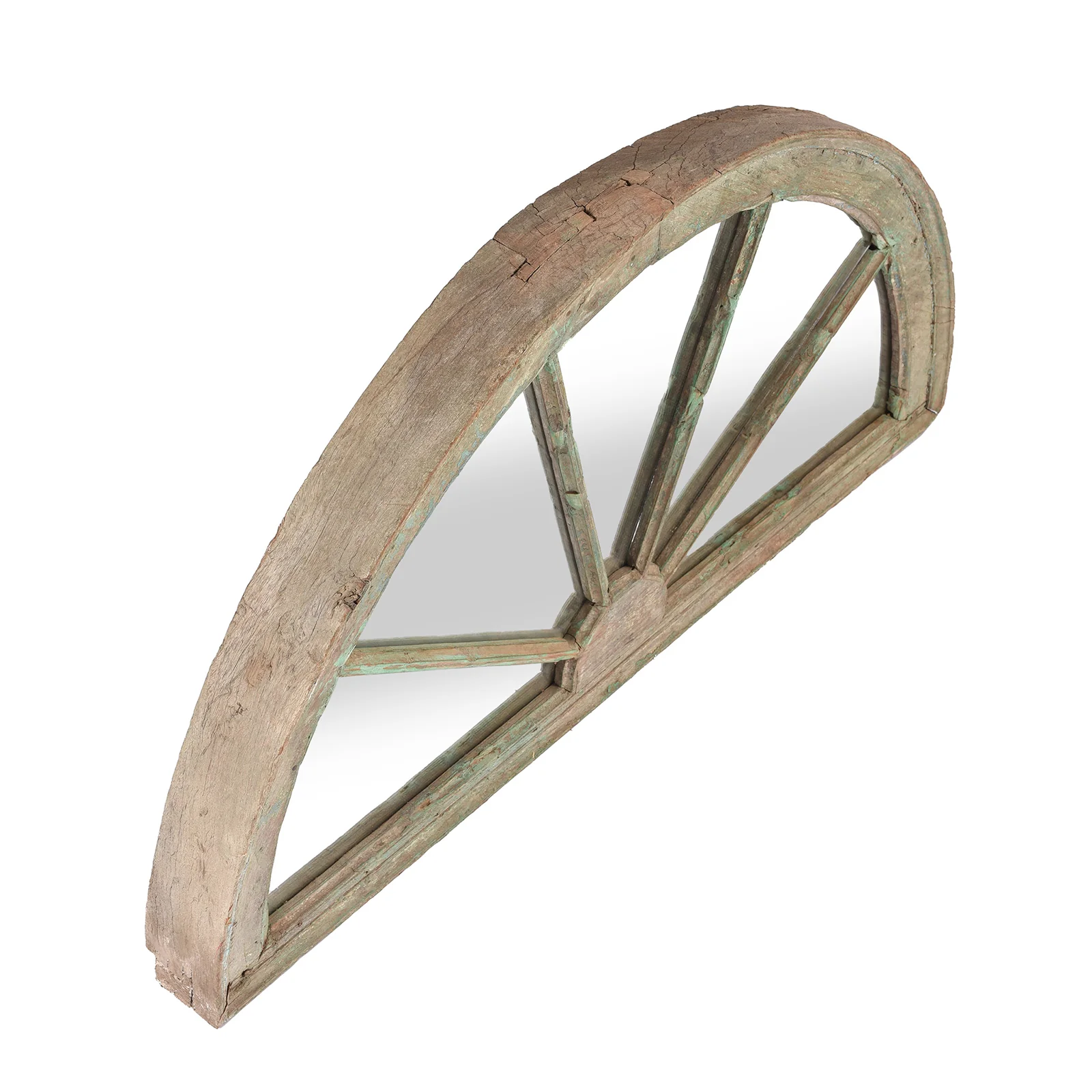 Old Green Painted Teak Fanlight Mirror - 19thC - Image 2