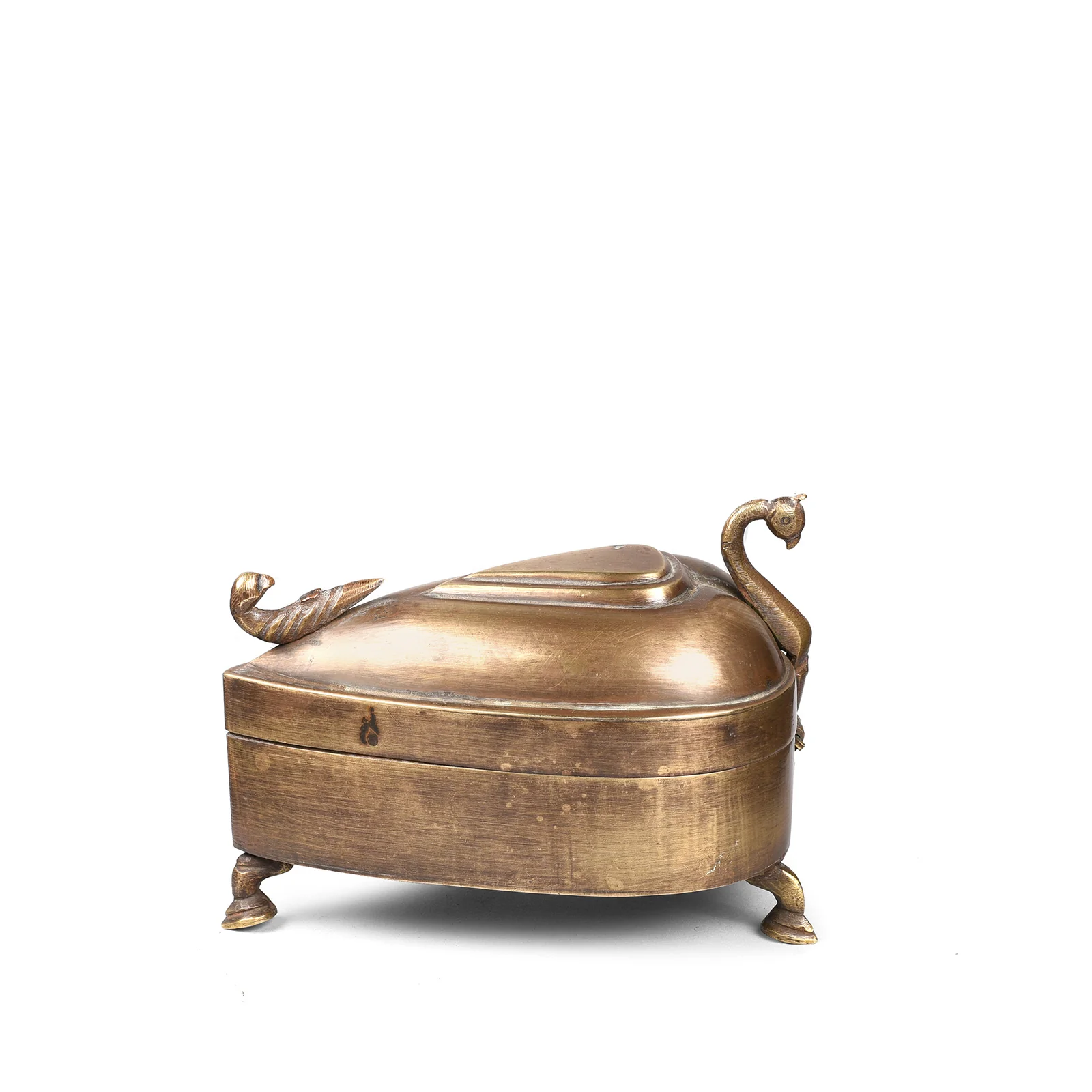 Old Peacock Shaped Brass Betelnut Box - Ca 1920