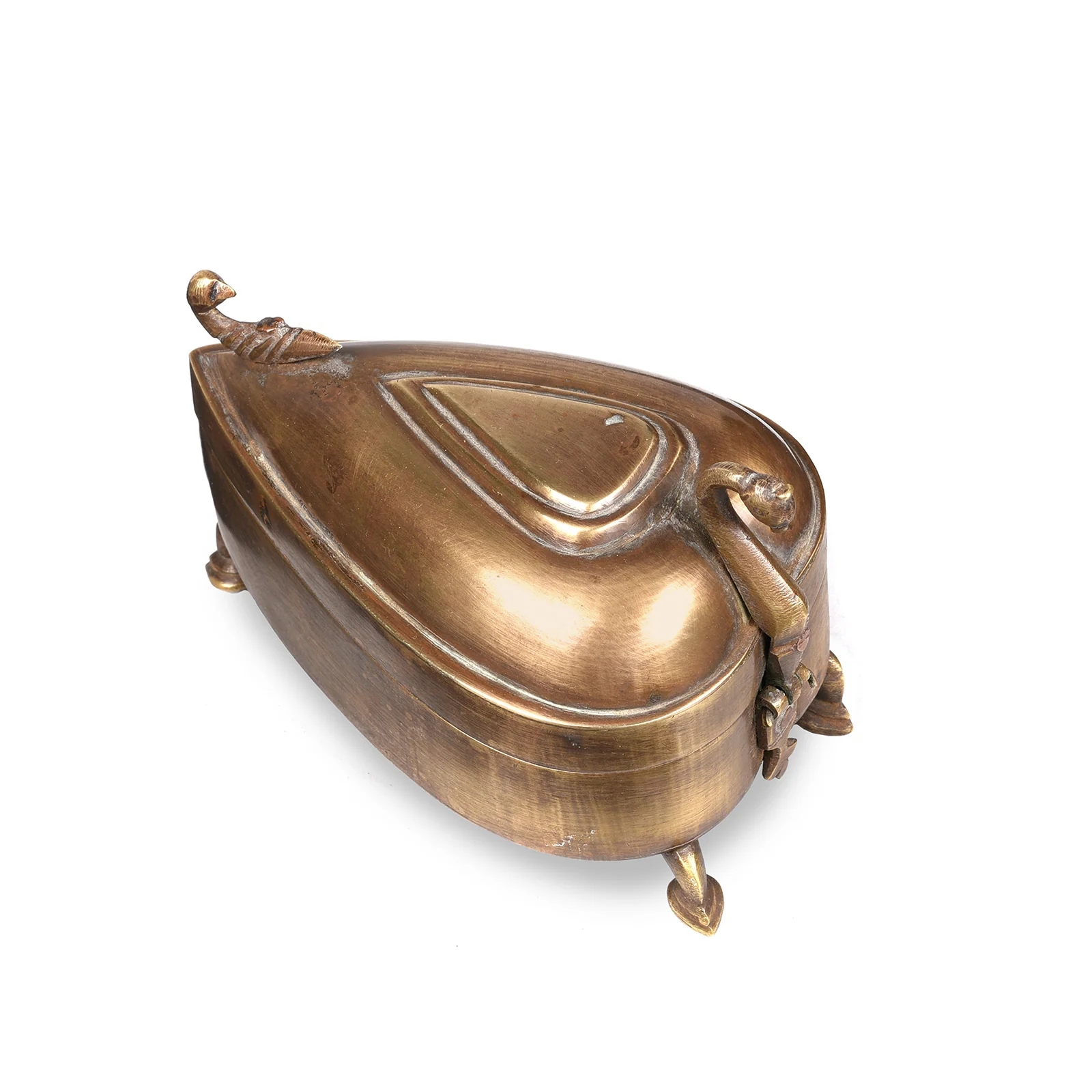 Old Peacock Shaped Brass Betelnut Box - Ca 1920 - Image 3