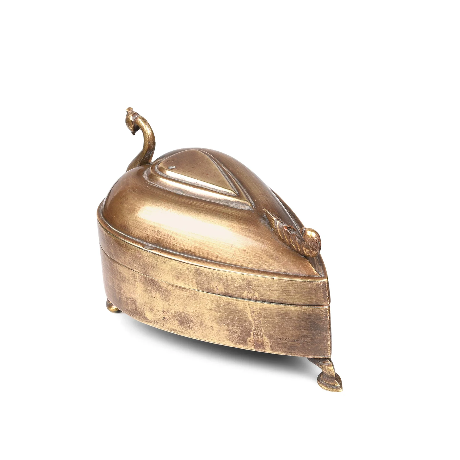 Old Peacock Shaped Brass Betelnut Box - Ca 1920 - Image 5