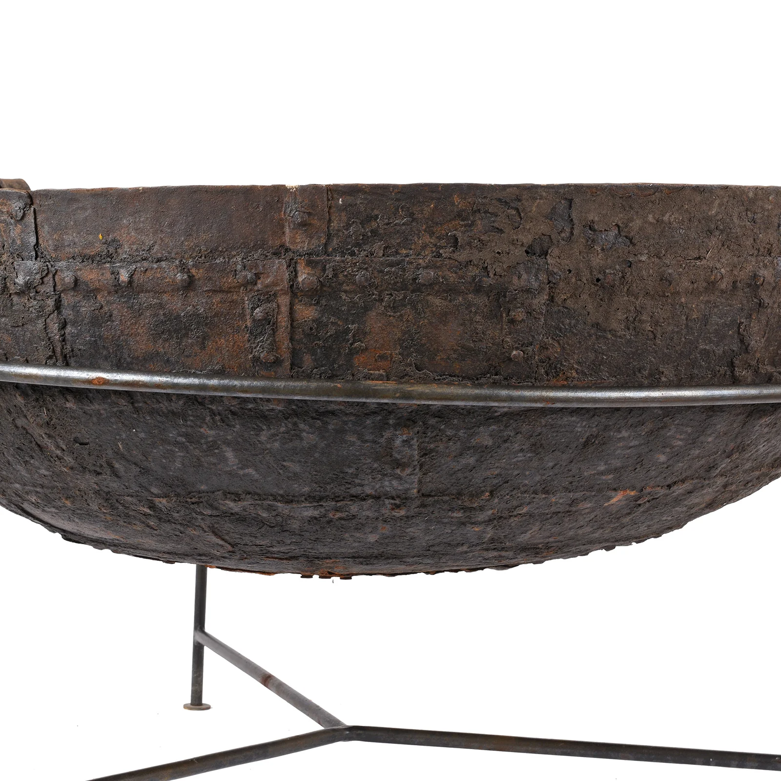 Old Kadai Fire Bowl on Stand - Ca 1920 - 112cm - Image 3