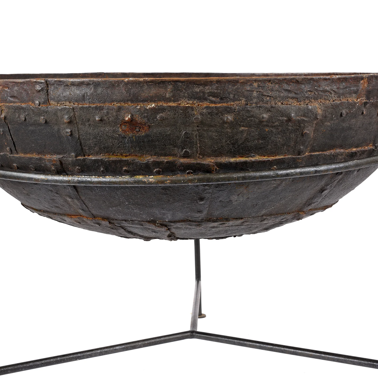 Old Kadai Fire Bowl on Stand - Ca 1920 - 90cm - Image 5