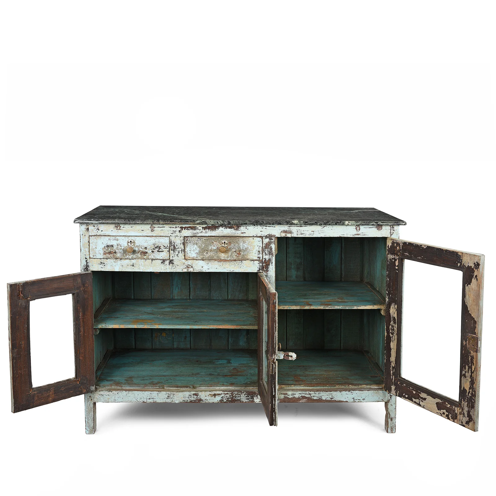 Old Painted Sideboard With Marble Top - Ca 1930 - Image 3