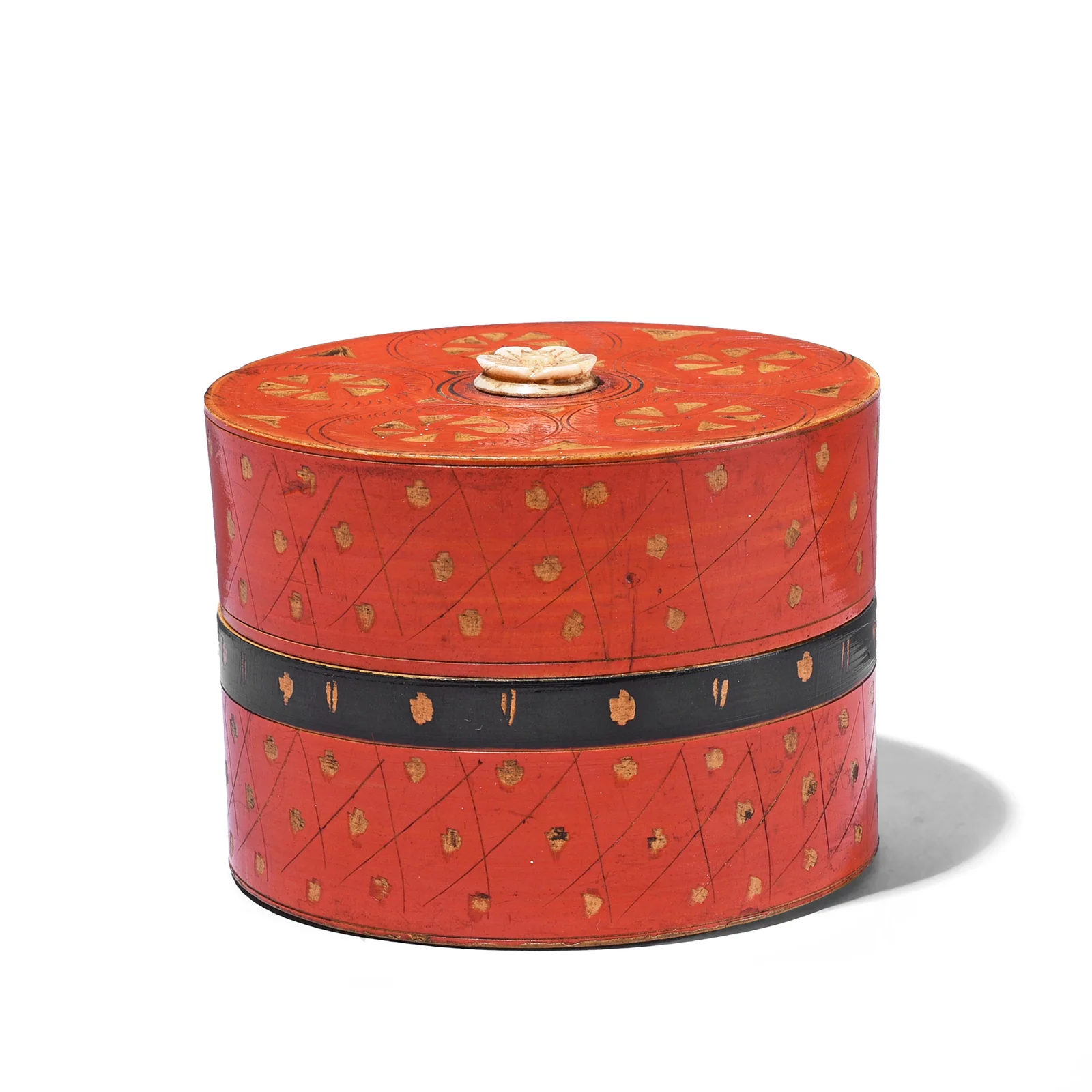 Old Scratchwork Indian Lacquer Pot From Rajasthan - Early 20thC