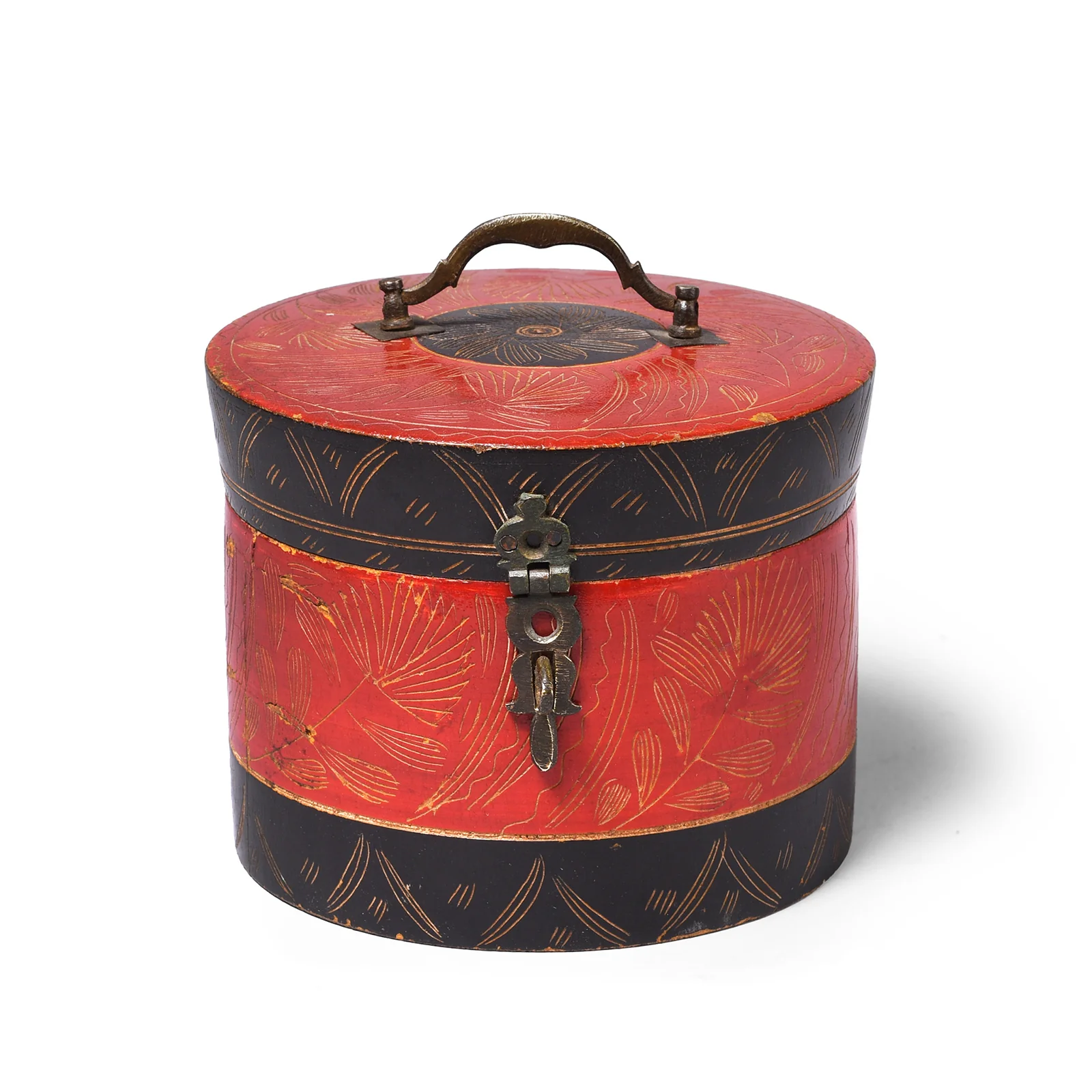 Old Scratchwork Lacquer Pot From Kutch - 19th Century
