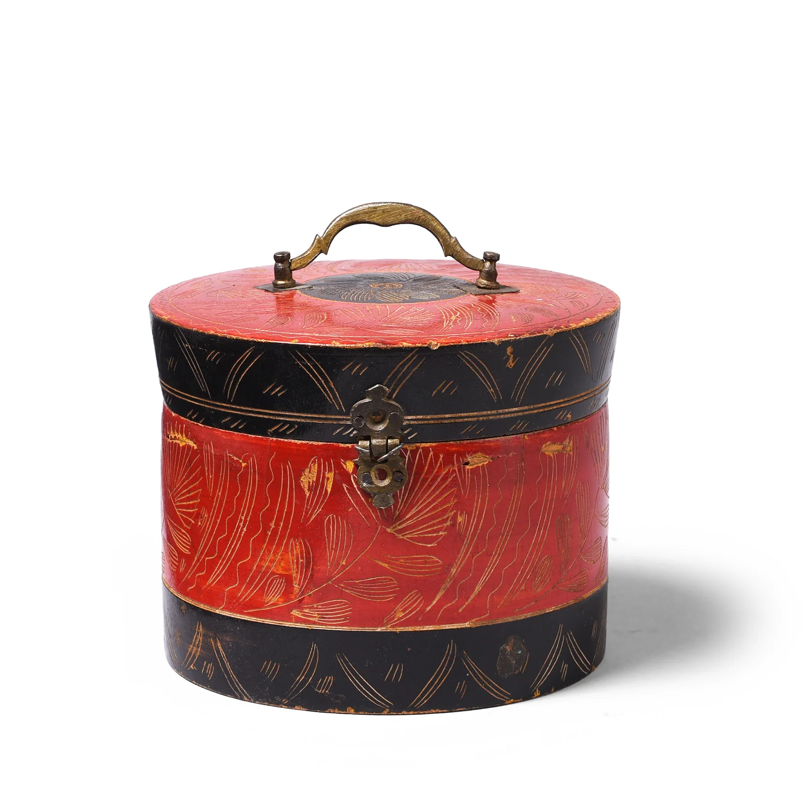 Old Scratchwork Lacquer Pot From Kutch - 19th Century - Image 4