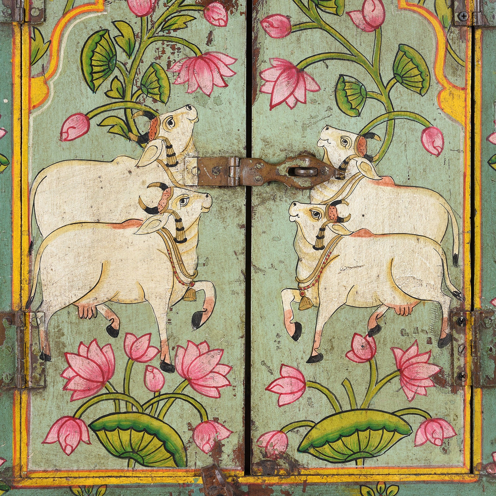 Old Window Painted Nandi Shutter With Later Painting - Image 3