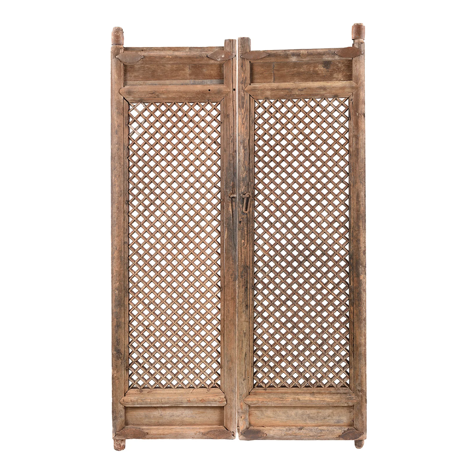 Old Yumu Elm Lattice Door Screen From Shanxi - 19thC