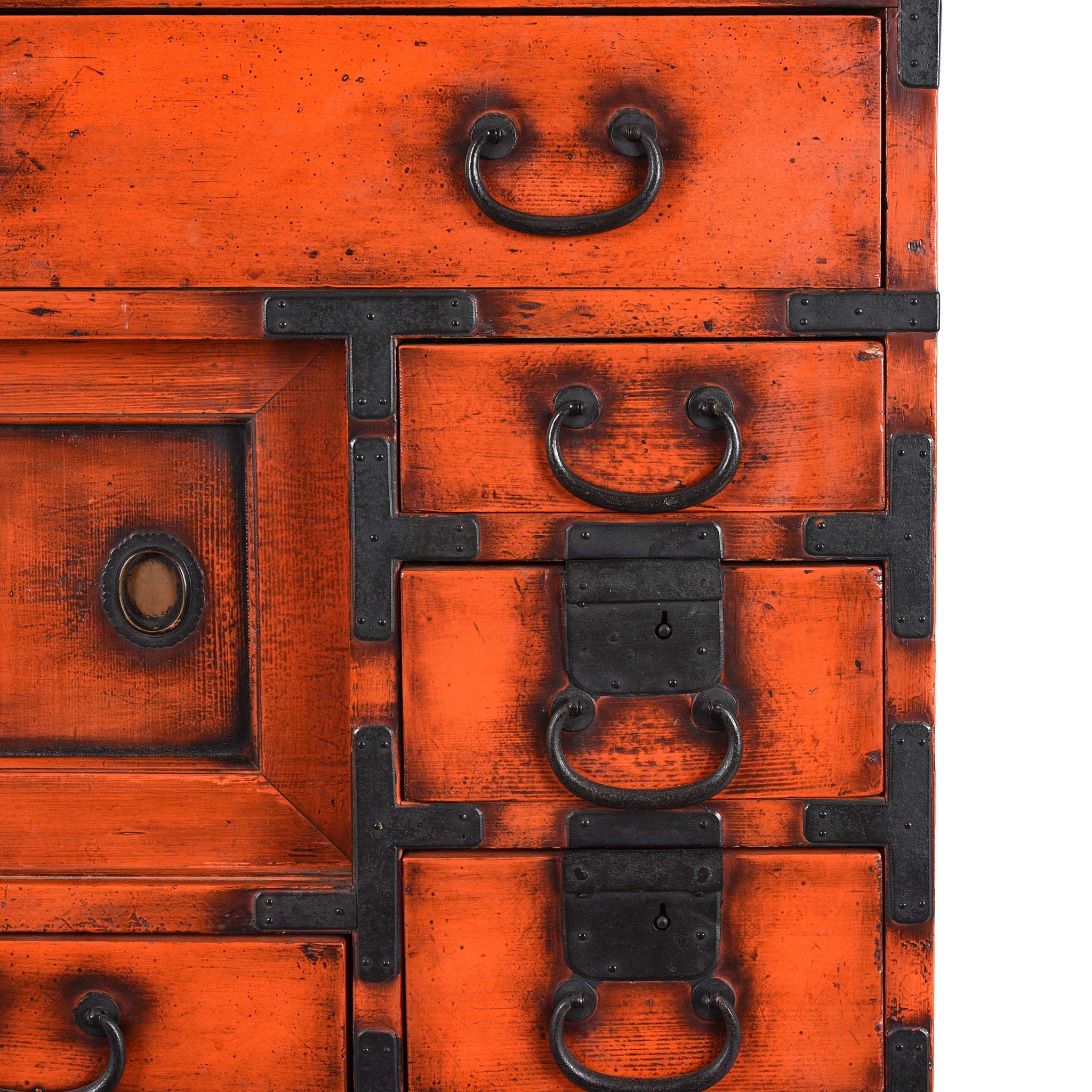 Orange Painted Japanese Choba Dansu - Taishō Period - Image 6