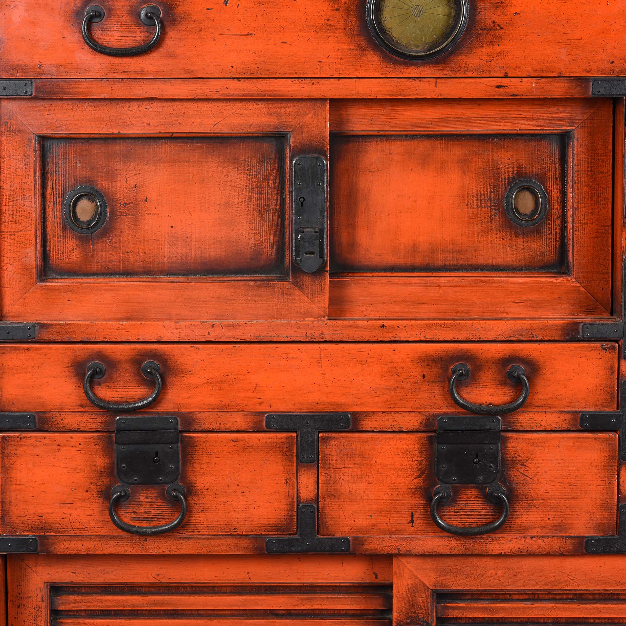 Orange Painted Japanese Choba Dansu - Taishō Period - Image 7