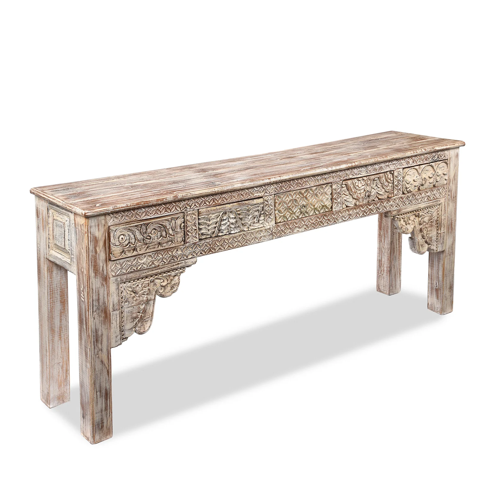 5 Drawer Console Table Made From Reclaimed Teak - Image 2