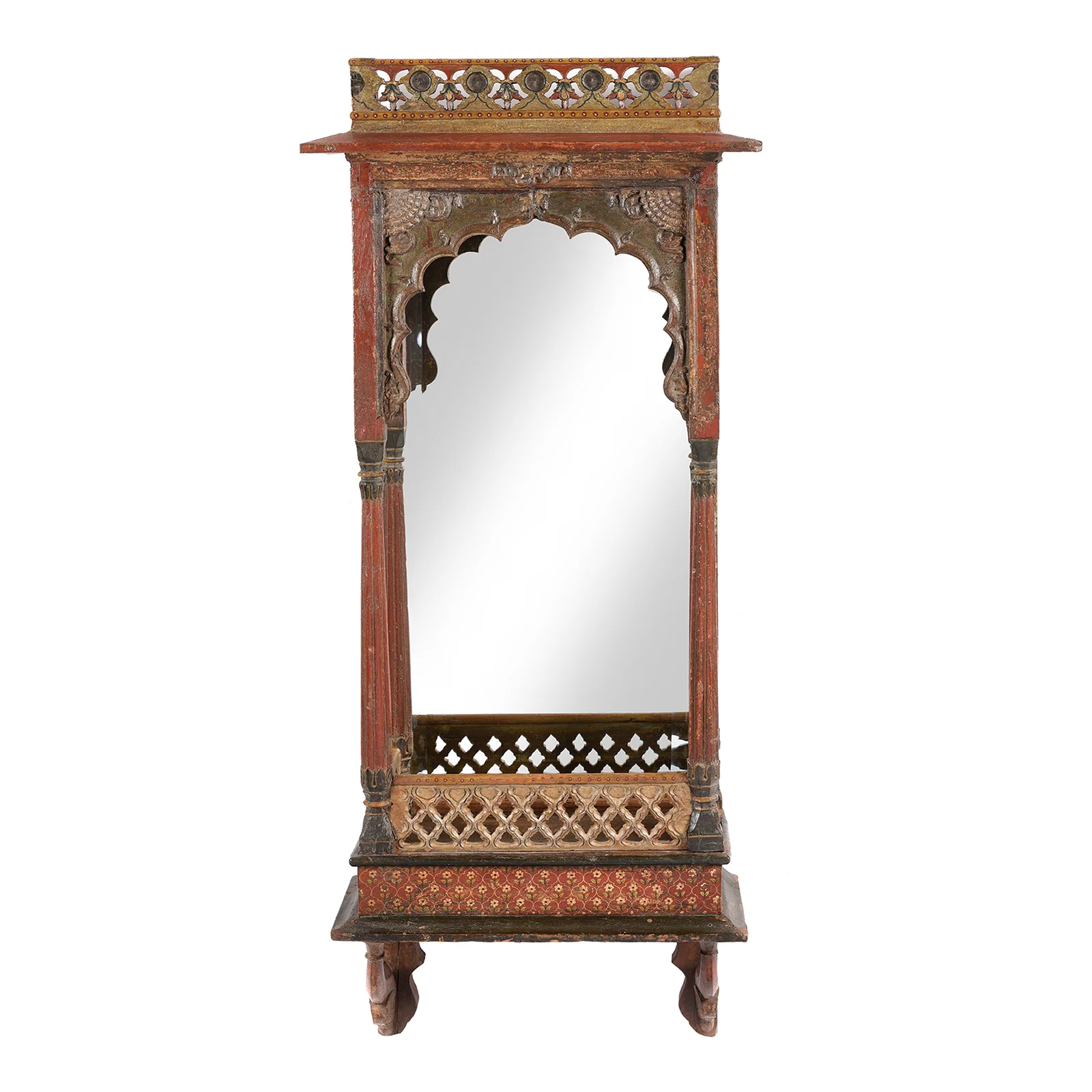 Painted Indian House Shrine Mirror From Bikaner - Late 19th Century - Image 4