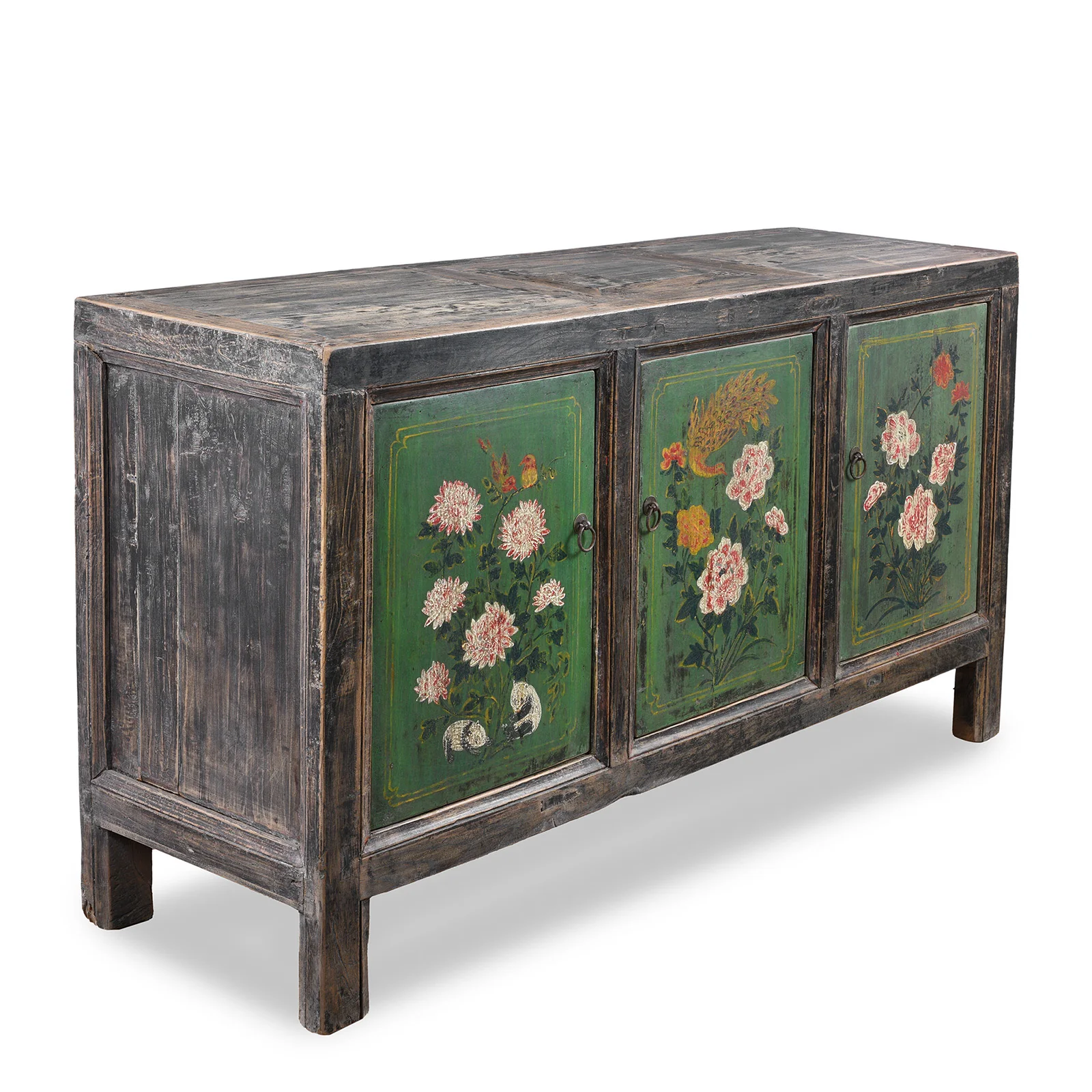 Painted Floral Sideboard From Shanxi - 19th century - Image 4