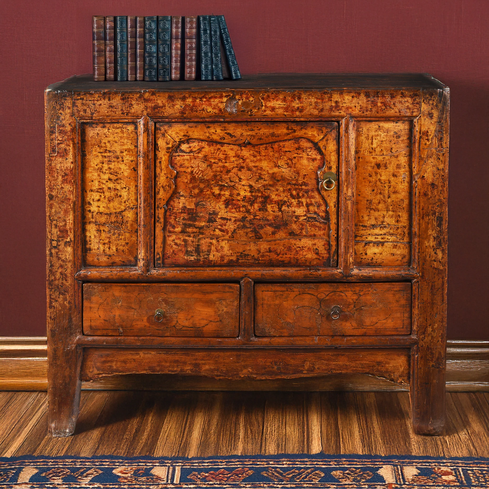 Painted Cabinet From Gansu - 19th Century